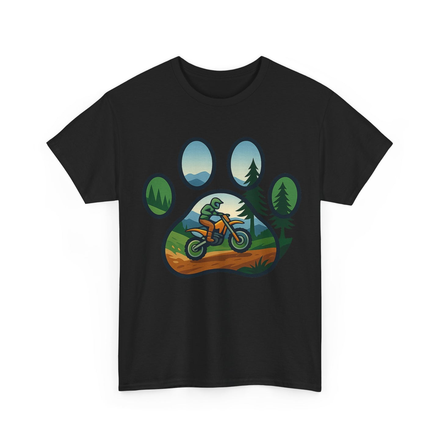 Adventure Paw Print T-Shirt, Unisex Cotton Tee, Outdoor Enthusiast Gift, Nature Lover Shirt, Motorcycle Graphics Tee