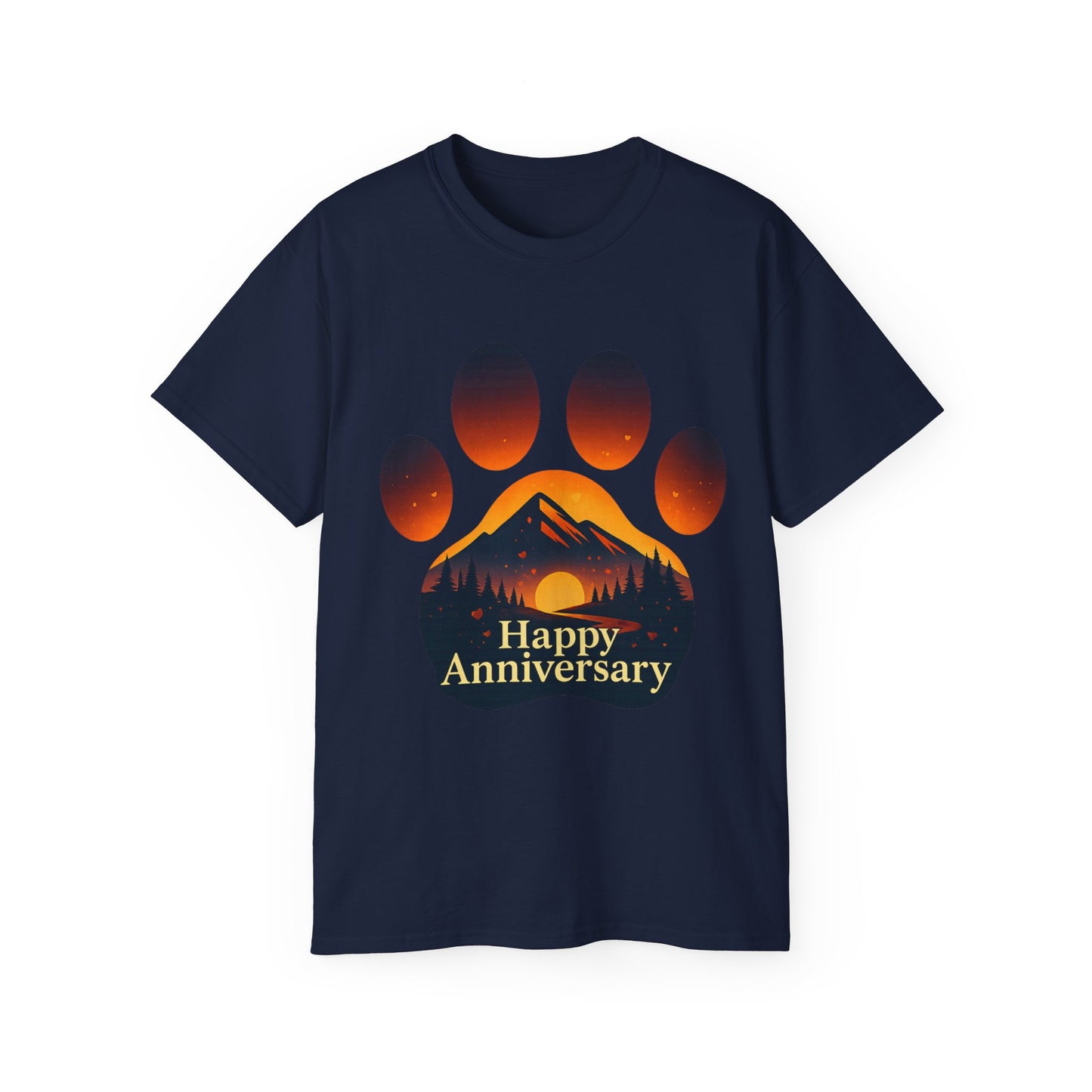 Anniversary Paw Print Tee - Happy Anniversary Shirt for Pet Lovers, Gift for Him/Her, Cute Animal Lover Gift, Unisex Cotton T-Shirt