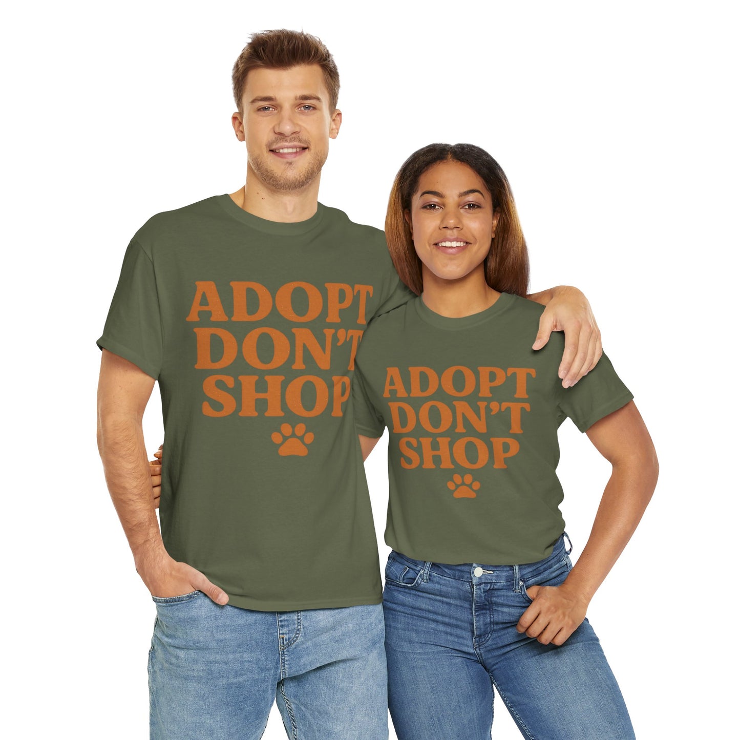Adopt Don't Shop Unisex Heavy Cotton Tee, Pet Lover Gift, Animal Rescue T-Shirt, Ethical Fashion, Animal Rights, Casual Everyday Wear