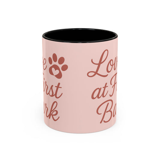 Love at First Bark Coffee Mug, Pet Lover Gift, Dog Mom Mug, Cute Dog Accessories, Animal Lover Coffee Cup