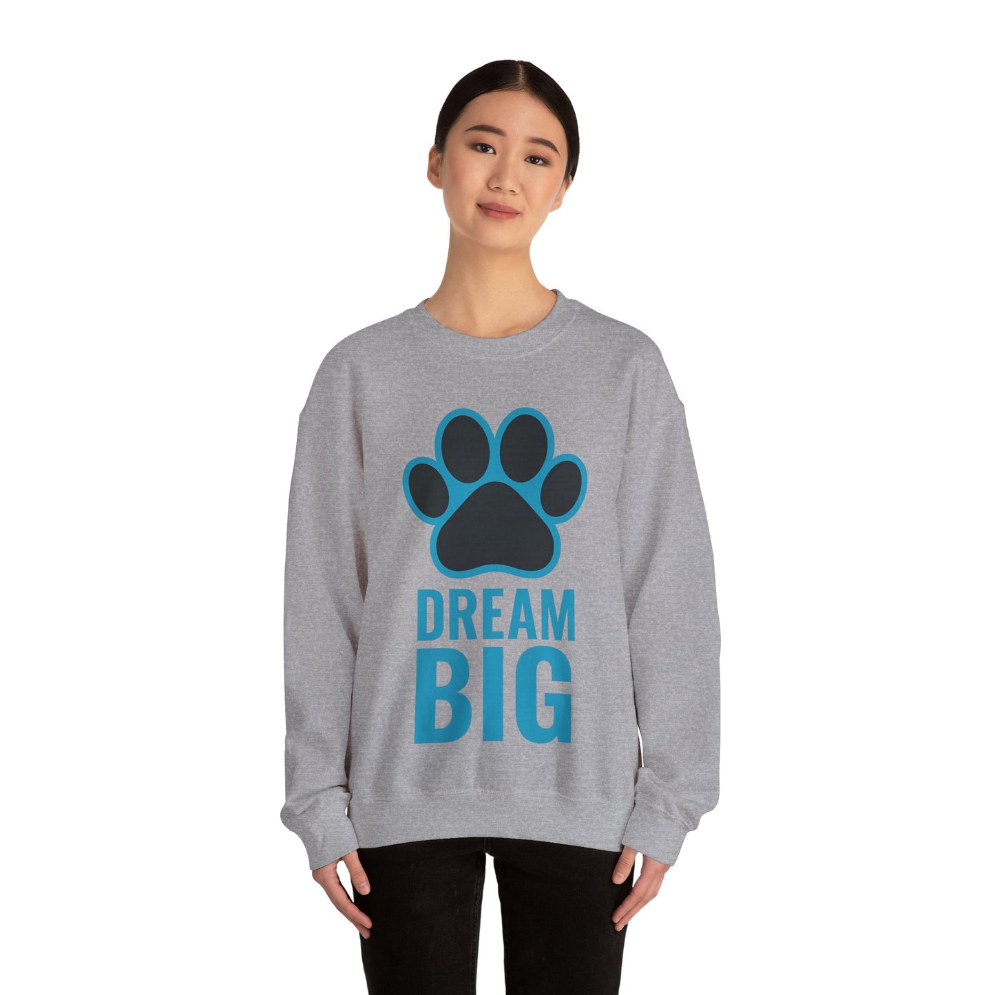 Dream Big Pet-Themed Unisex Crewneck Sweatshirt, Cozy Gift for Animal Lovers, Casual Wear, Dog Mom Gift, Birthday Gift, Comfortable Apparel