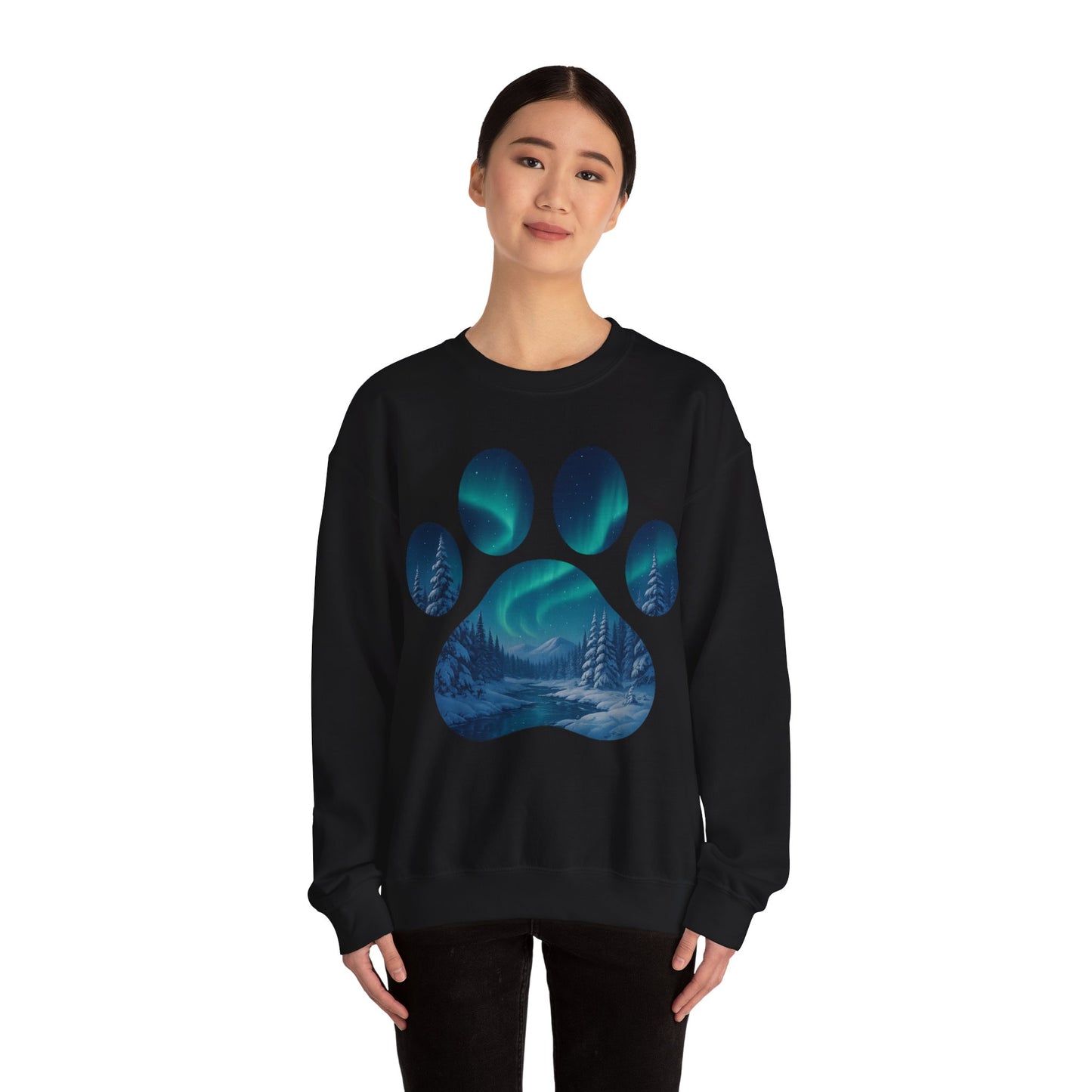 Cozy Wilderness Paw Print Sweatshirt | Unisex Crewneck, Nature Lover Gift, Eco-Friendly Apparel, Perfect for Campers, Animal Lovers