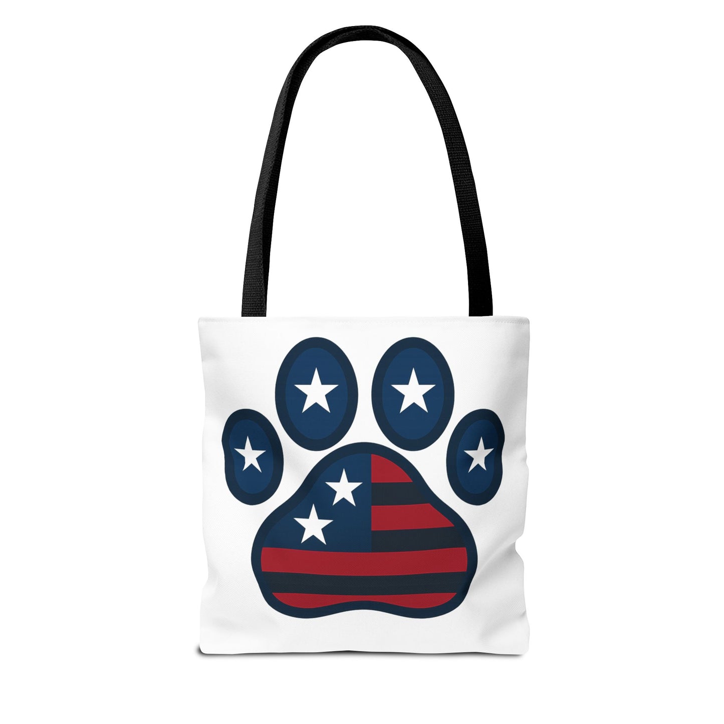Patriotic Dog Paw Tote Bag | USA Flag Inspired | Perfect for Pet Lovers, Independence Day, Gift for Dog Moms, Eco-Friendly, AOP