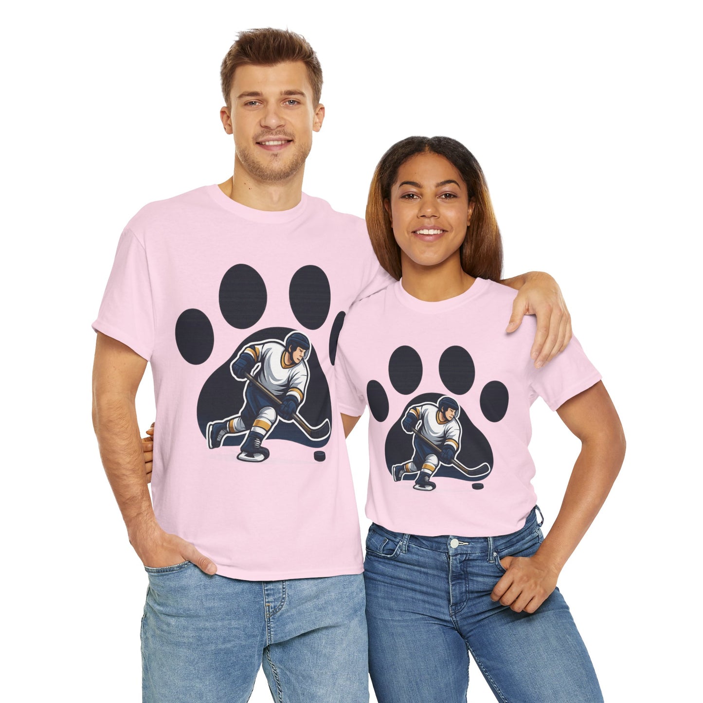 Hockey Paw Print Tee - Perfect for Ice Hockey Fans, Game Day Wear, Sports Events, Gifts for Athletes, Unisex Heavy Cotton T-Shirt