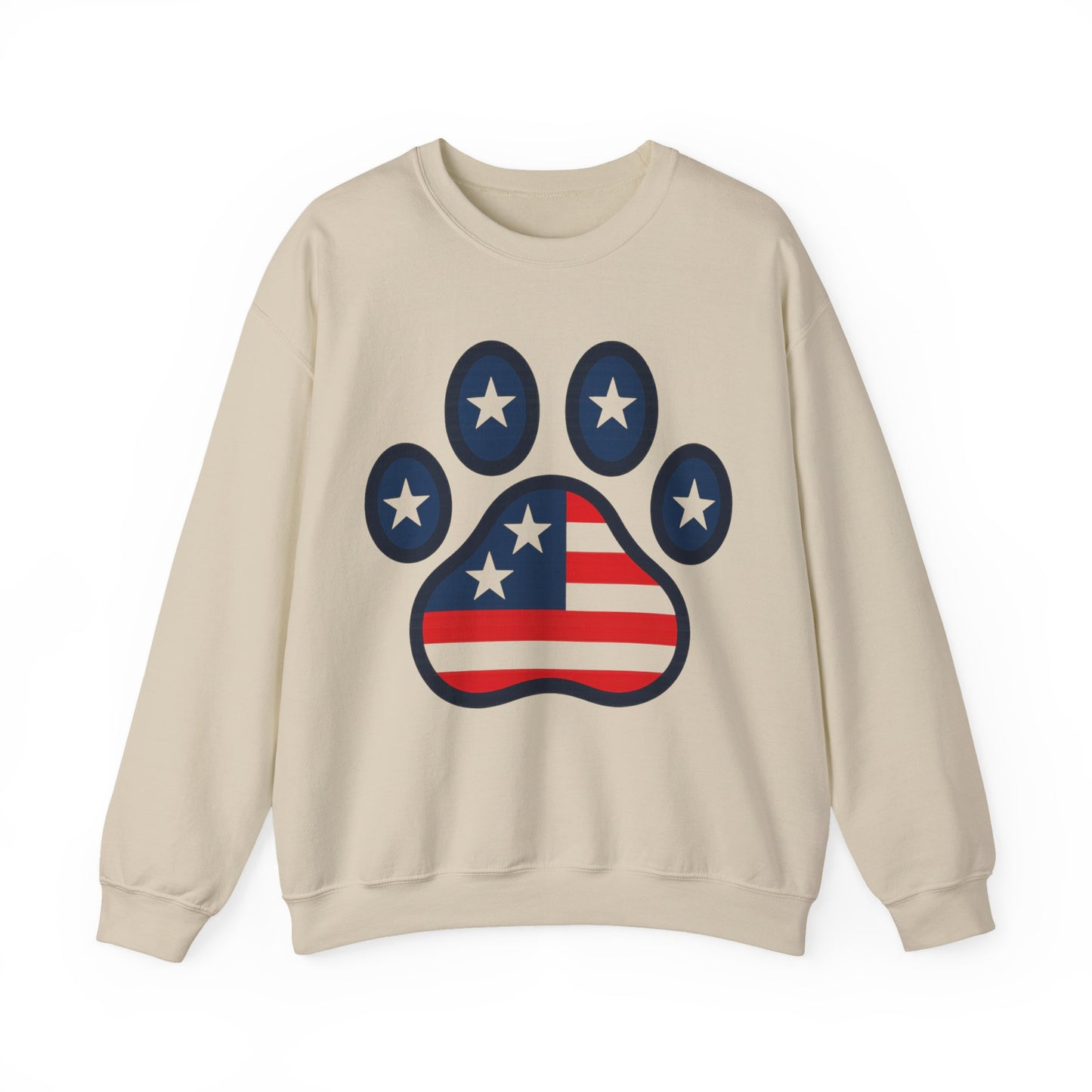 Patriotic Paw Print Crewneck Sweatshirt, Dog Lover Gift, USA Sweatshirt, Fourth of July Apparel, Animal Print Sweatshirt