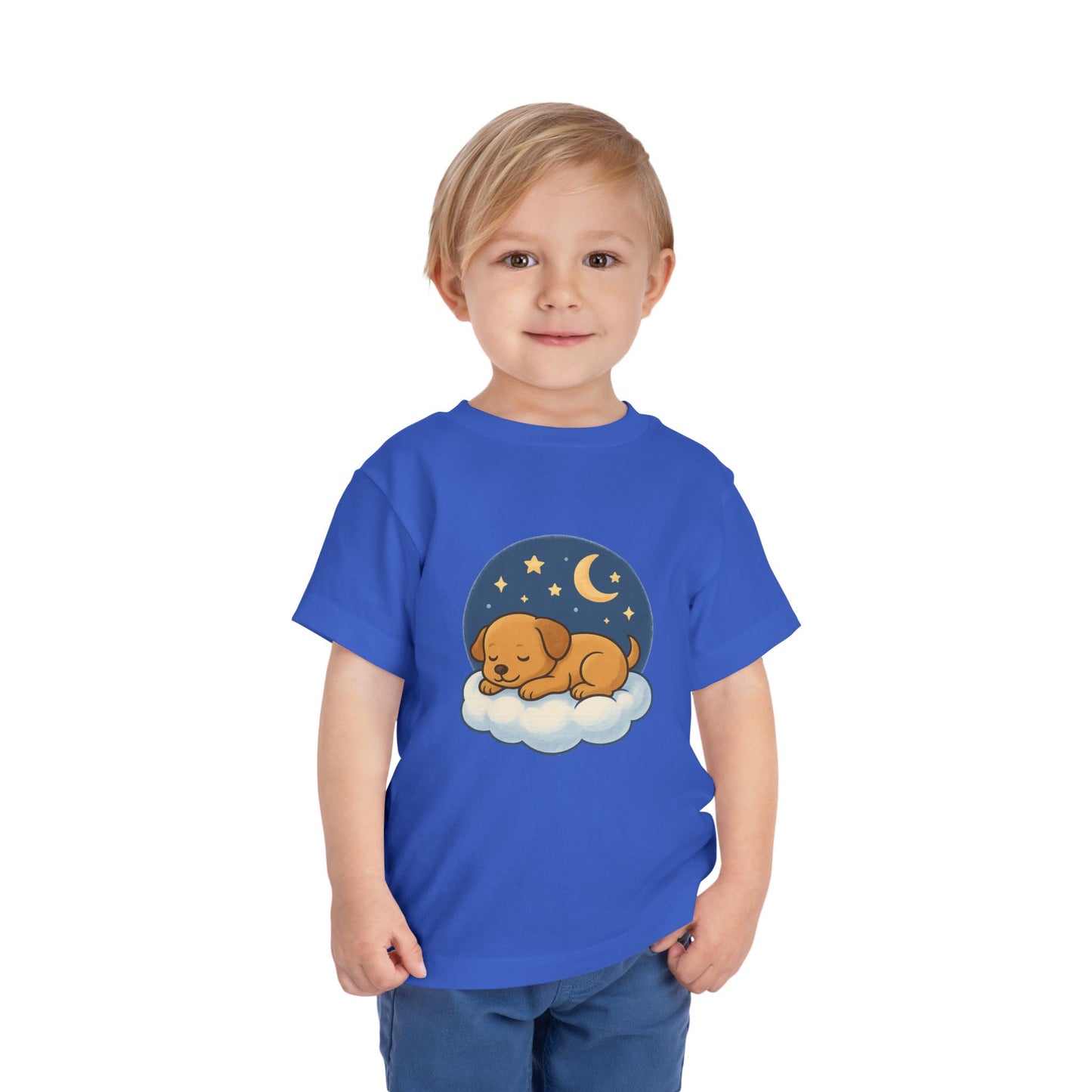 Sleepy Puppy Toddler Tee, Cute Dog Kids Shirt, Toddler Sleepwear, Baby Gift, Animal T-Shirt, Stars and Moon Design