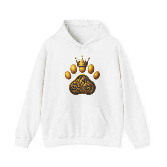 Royal Paw Print Hooded Sweatshirt - Cozy Pet-Themed Gift, Casual Wear, Animal Lover Hoodie, Unique Pet Owner Apparel, Gift for Dog Lovers