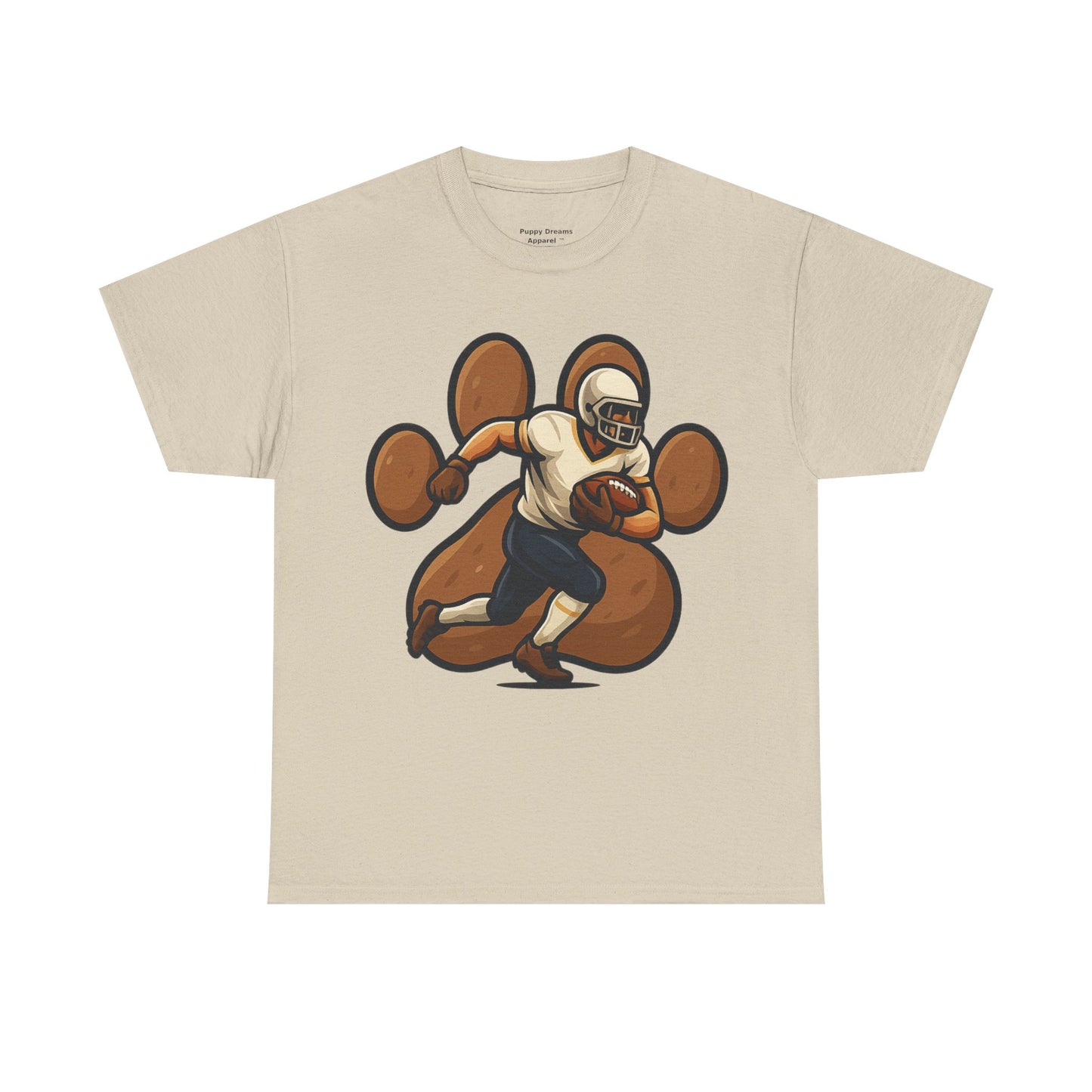 Football Paw Print Tee - Unisex Heavy Cotton T-Shirt, Sports Fan Gift, Game Day Apparel, Casual Wear, Team Spirit Tops