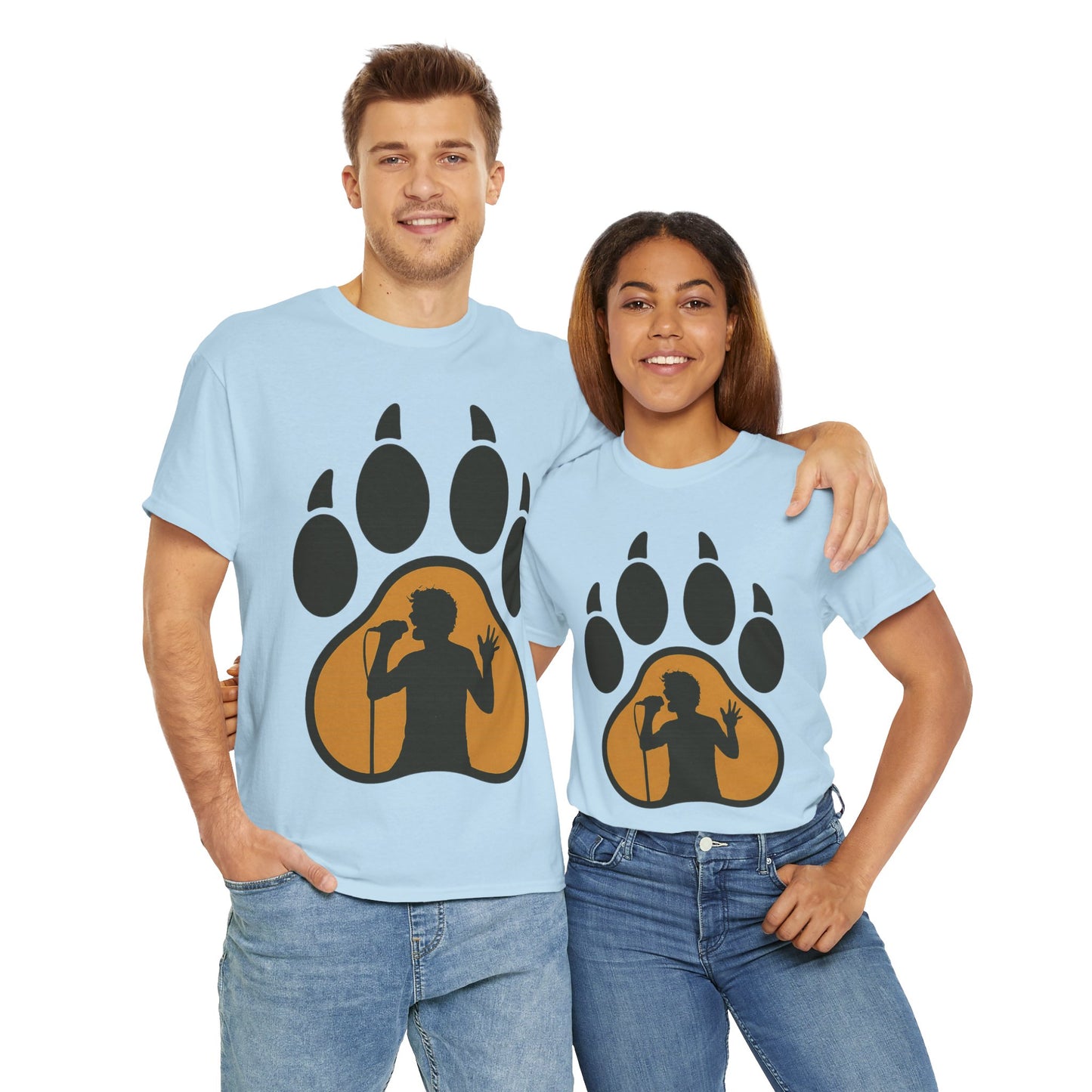 Rockin' Paw Print Tee - Unisex Cotton Shirt for Animal Lovers, Music Fans, Gifts, Concerts, Hipster Style