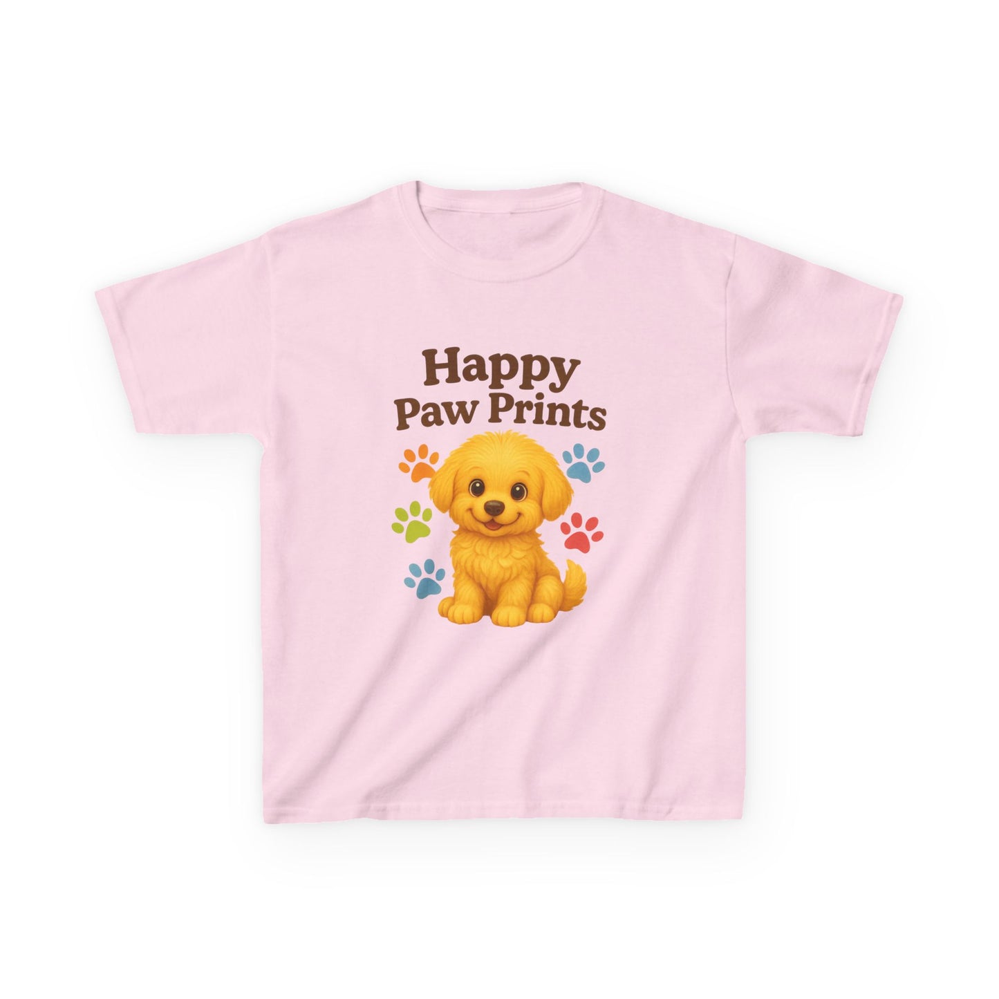 Cute Puppy Kids Tee - Happy Paw Prints T-Shirt, Animal Lover Gift, Youth Apparel, Birthday Gift, Pet-Themed Clothing
