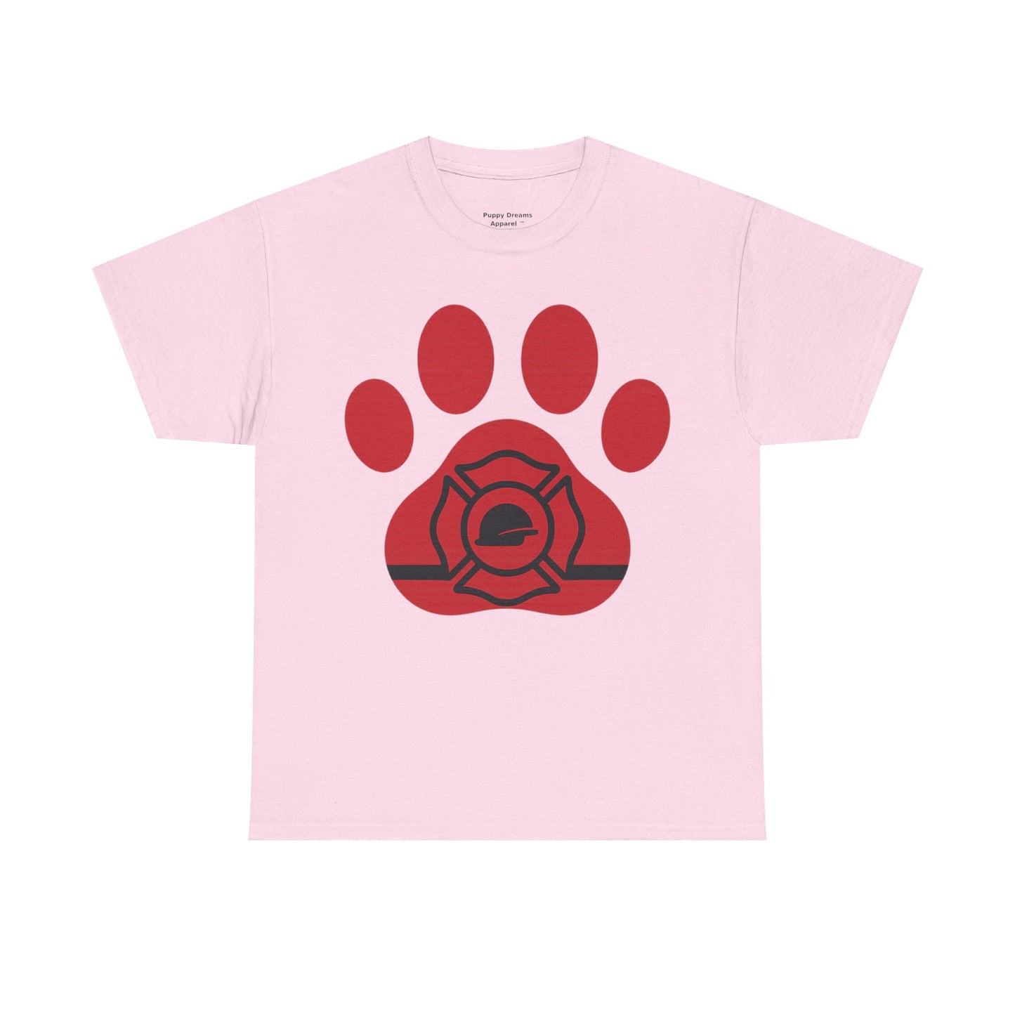 Firefighter Paw Print Tee, Unisex Heavy Cotton T-Shirt, Animal Lover Gift, Firefighter Appreciation, Casual Wear, Pet Lover Apparel