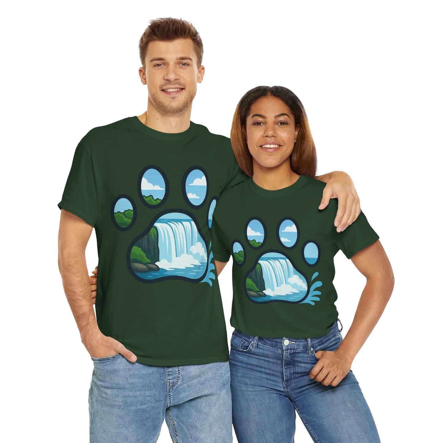 Nature-Inspired Paw Print Tee, Unisex Heavy Cotton Tee, Cute Animal Shirt, Outdoor Lover Gift, Eco-Friendly Apparel, Casual Wear