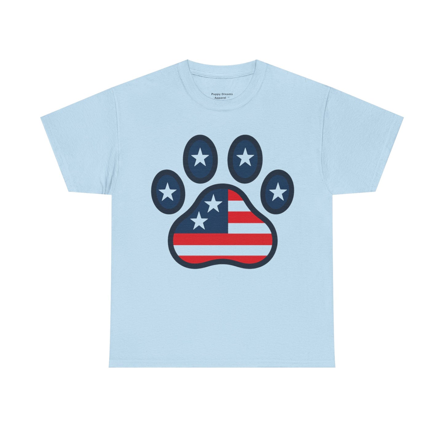 Patriotic Paw Print Tee, Cute Pet Lover T-shirt, Fashion Gift for Dog Owners, 4th of July Shirt, Casual Cotton Top