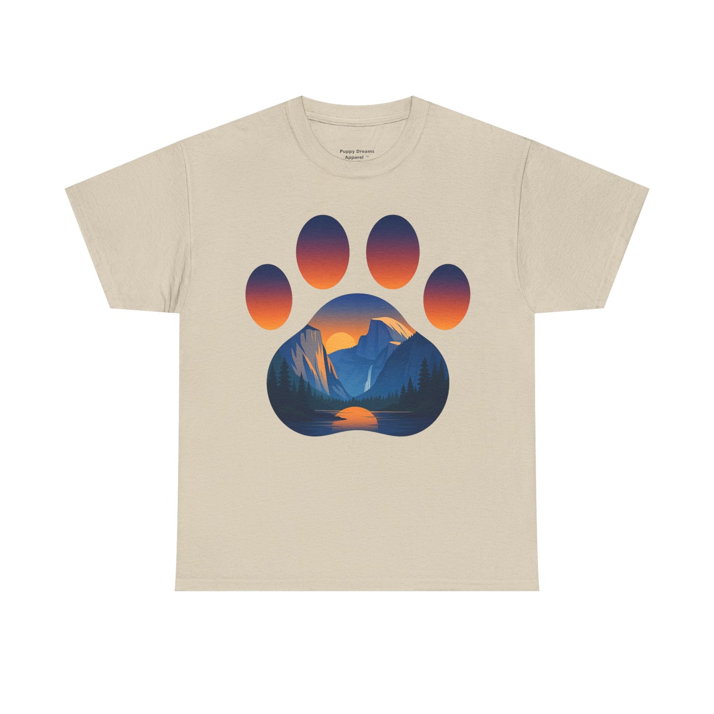 Mountain Sunset Paw Print Tee for Animal Lovers, Unisex Cotton Shirt, Gift for Pet Owners, Nature-Themed T-Shirt, Casual Wear