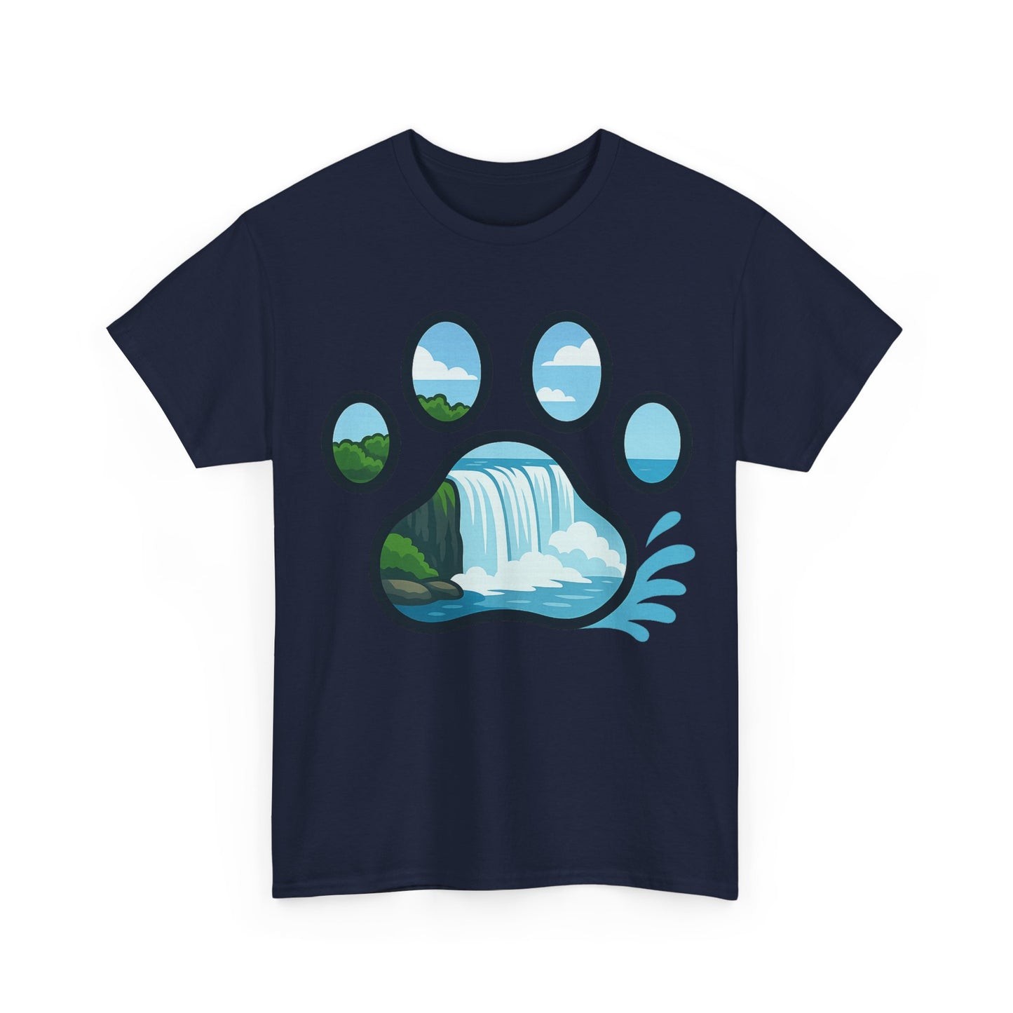 Nature-Inspired Paw Print Tee, Unisex Heavy Cotton Tee, Cute Animal Shirt, Outdoor Lover Gift, Eco-Friendly Apparel, Casual Wear