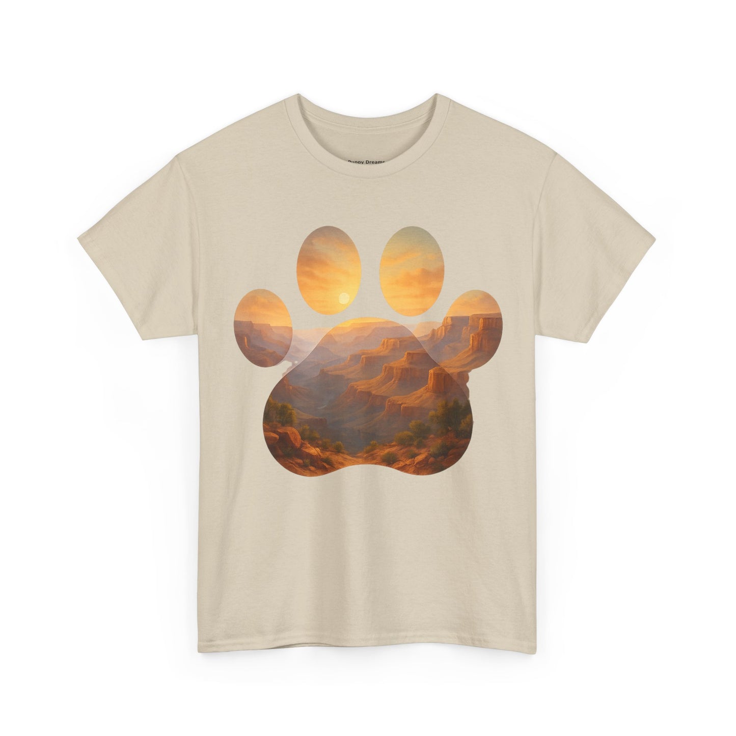 Sunset Paw Print Tee, Unisex T-Shirt for Pet Lovers, Cute Animal Graphic Shirt, Comfortable Everyday Wear, Gift for Dog Owners