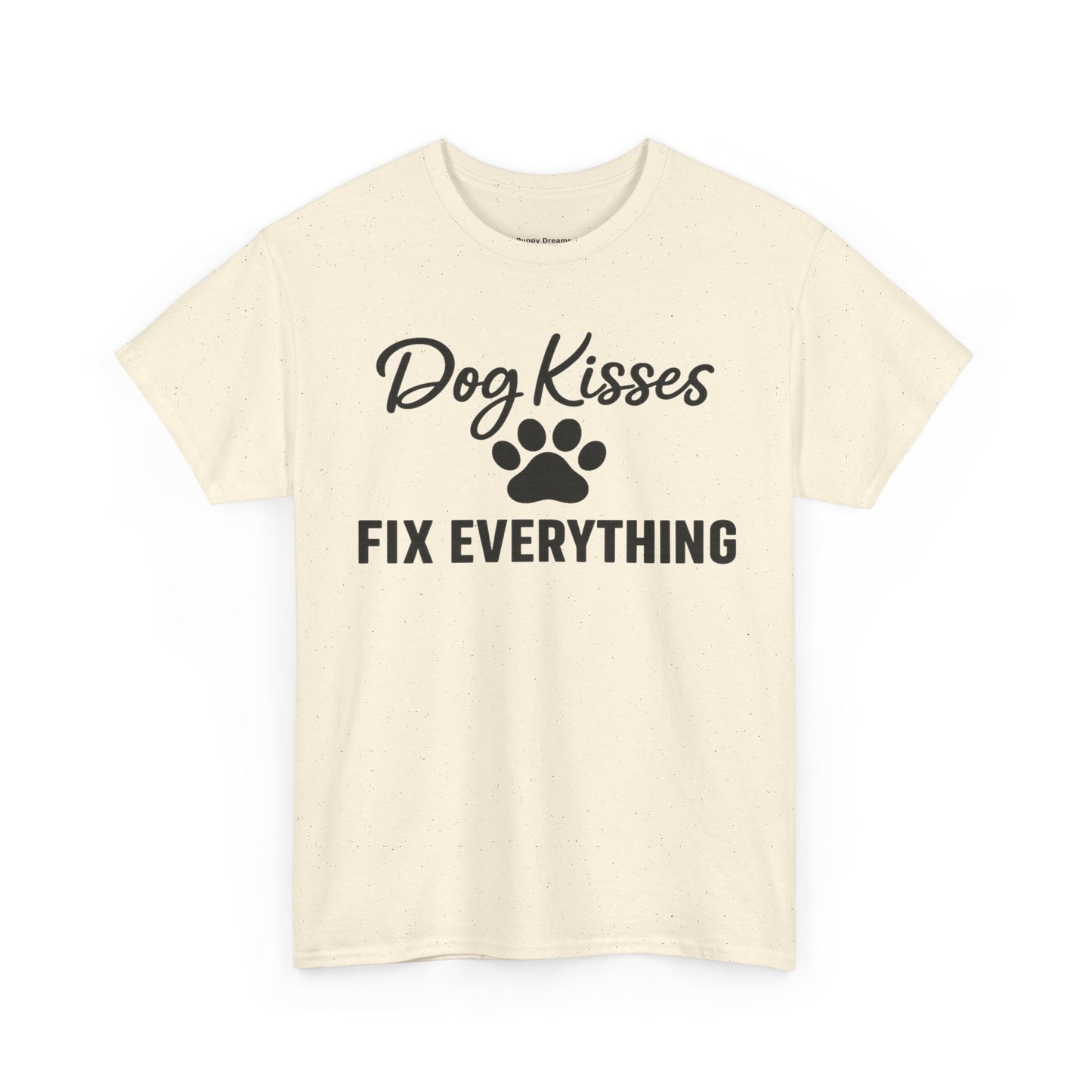 Dog Kisses Fix Everything Unisex Heavy Cotton Tee, Pet Lover Shirt, Gift for Dog Owners, Animal Rescue Supporter Tee, Casual Everyday Wear