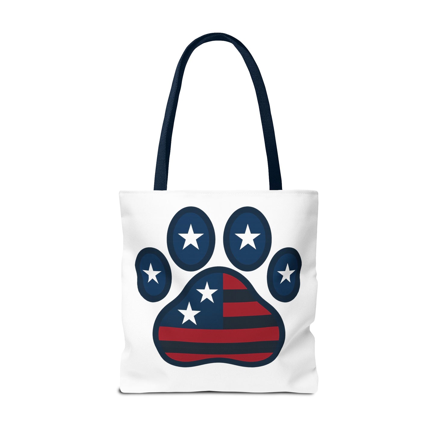 Patriotic Dog Paw Tote Bag | USA Flag Inspired | Perfect for Pet Lovers, Independence Day, Gift for Dog Moms, Eco-Friendly, AOP