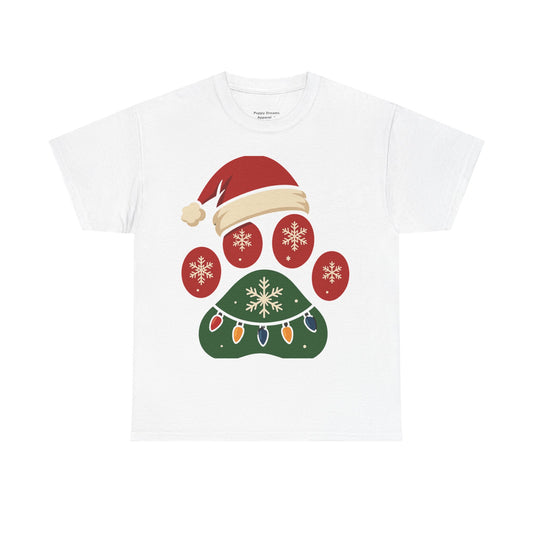 Festive Dog Paw Print Tee, Holiday T-Shirt for Pet Lovers, Christmas Casual Wear, Cute Pet Apparel, Winter Gift Idea