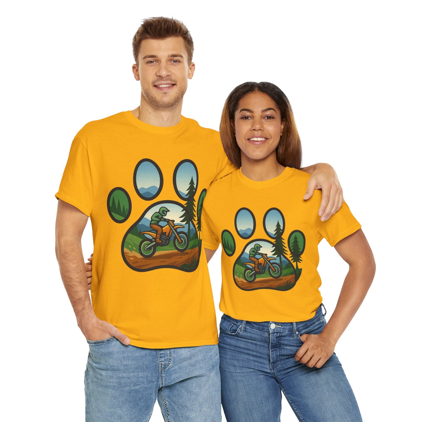 Adventure Paw Print T-Shirt, Unisex Cotton Tee, Outdoor Enthusiast Gift, Nature Lover Shirt, Motorcycle Graphics Tee