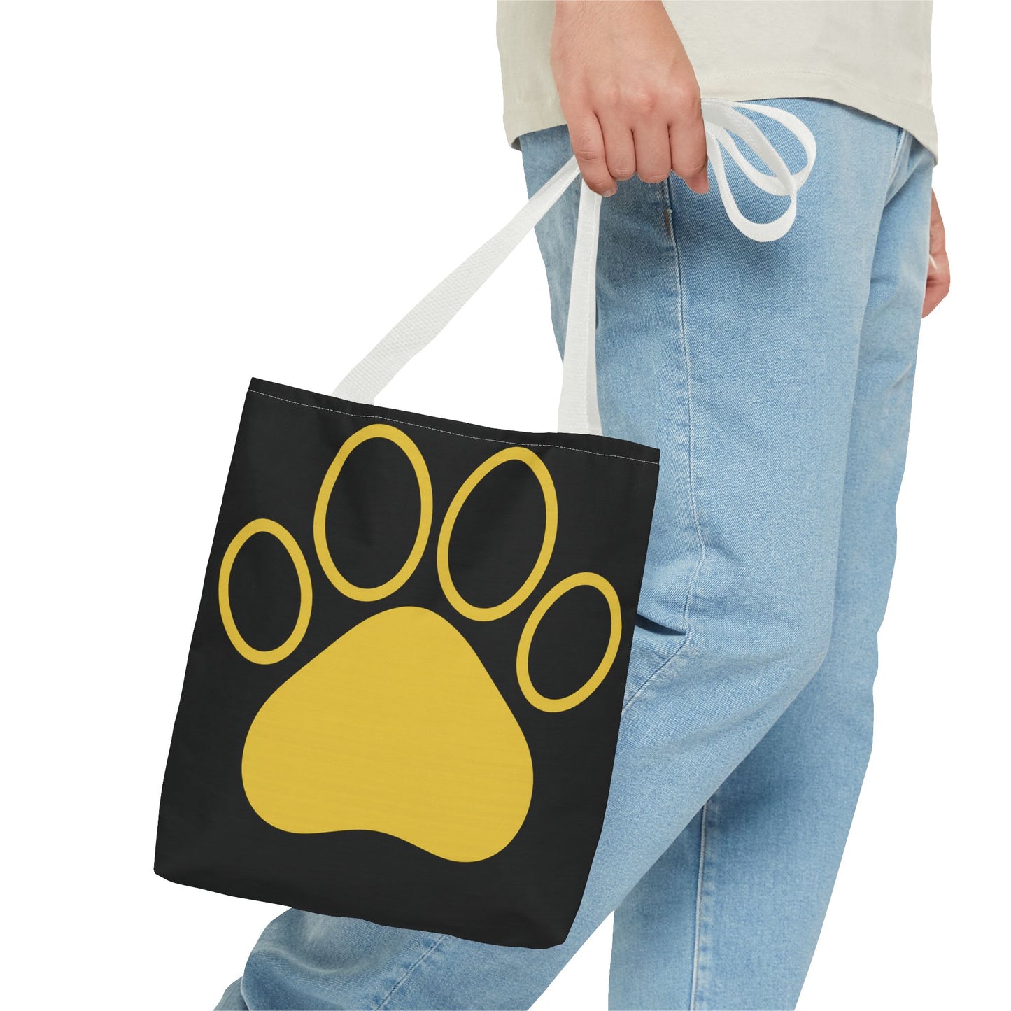 Custom Pet Lover Tote Bag, Yellow Paw Print, Eco-Friendly Bag, Gift for Pet Parents, Dog Mom Bag, Animal Lover Bag