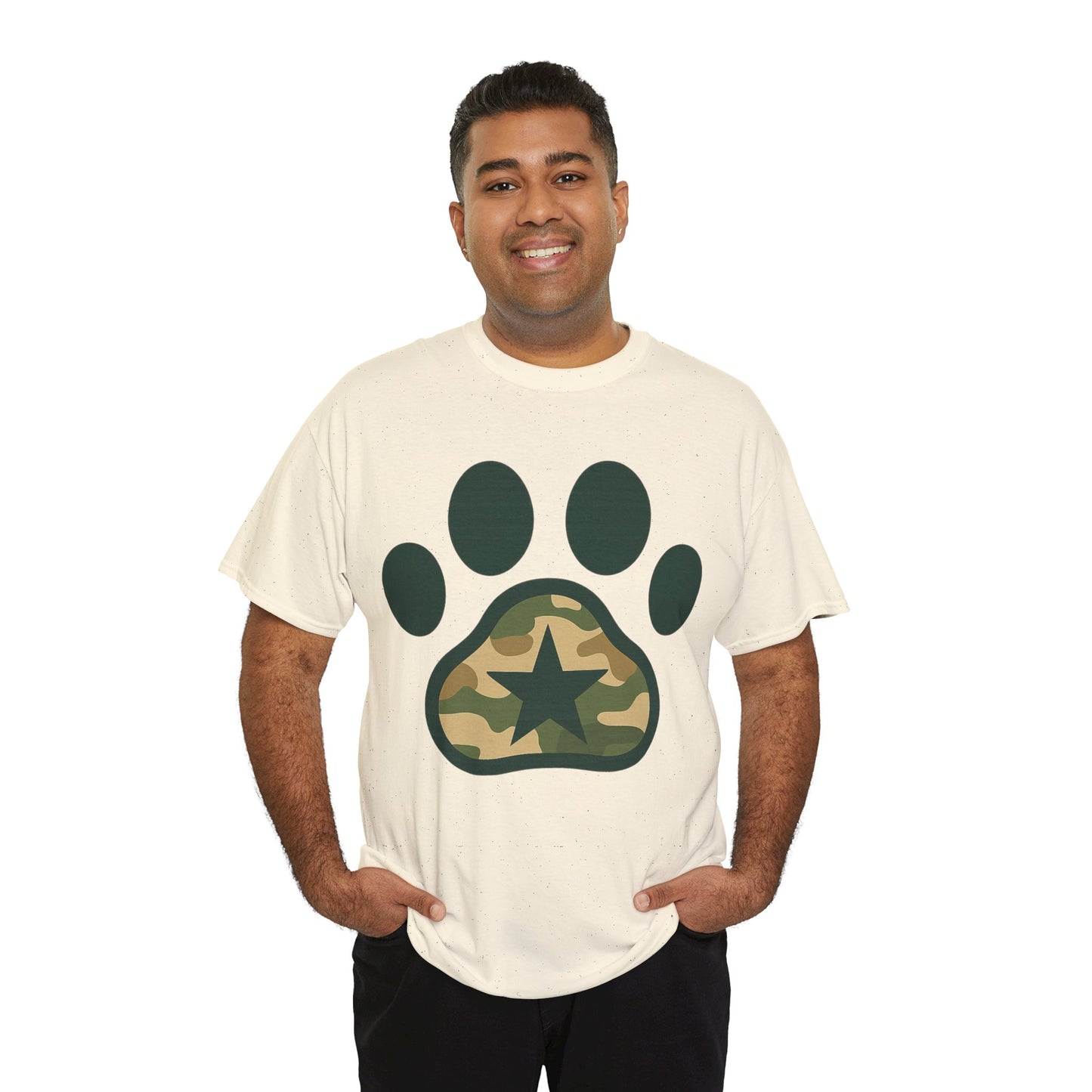 Camo Paw Print Tee, Animal Lover Shirt, Unisex Cotton T-Shirt, Pet Owner Gift, Casual Wear, Nature-Themed Apparel