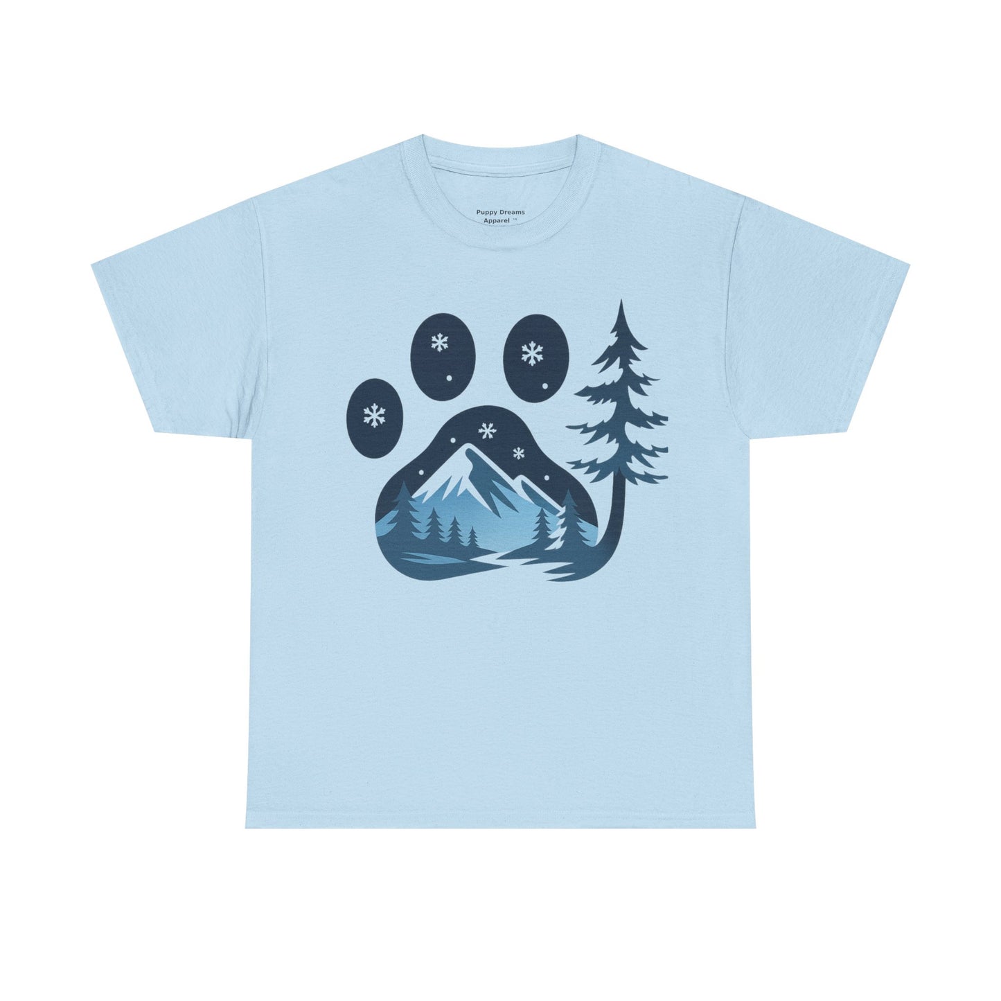 Mountain Paw Print Tee, Nature Lover Gift, Hiking T-Shirt, Animal Print Shirt, Unisex Graphic Tee, Outdoor Adventure Wear