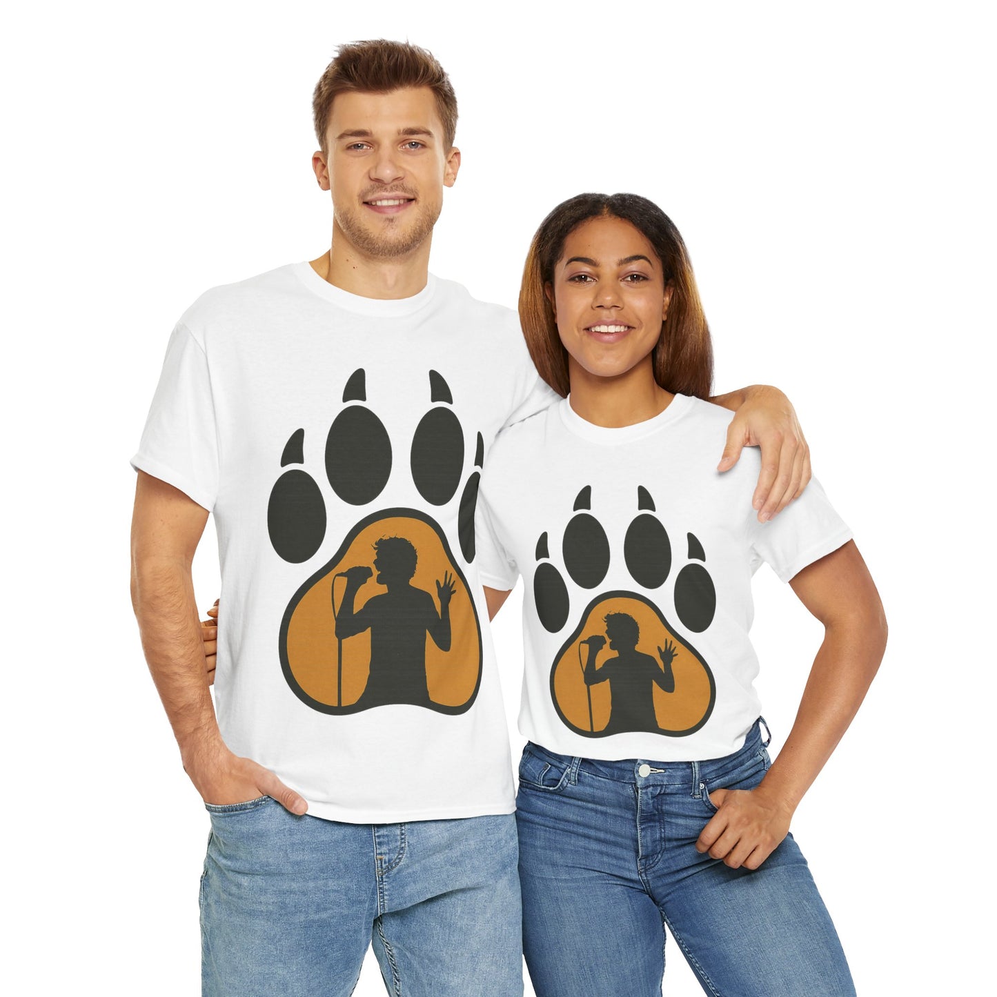 Rockin' Paw Print Tee - Unisex Cotton Shirt for Animal Lovers, Music Fans, Gifts, Concerts, Hipster Style
