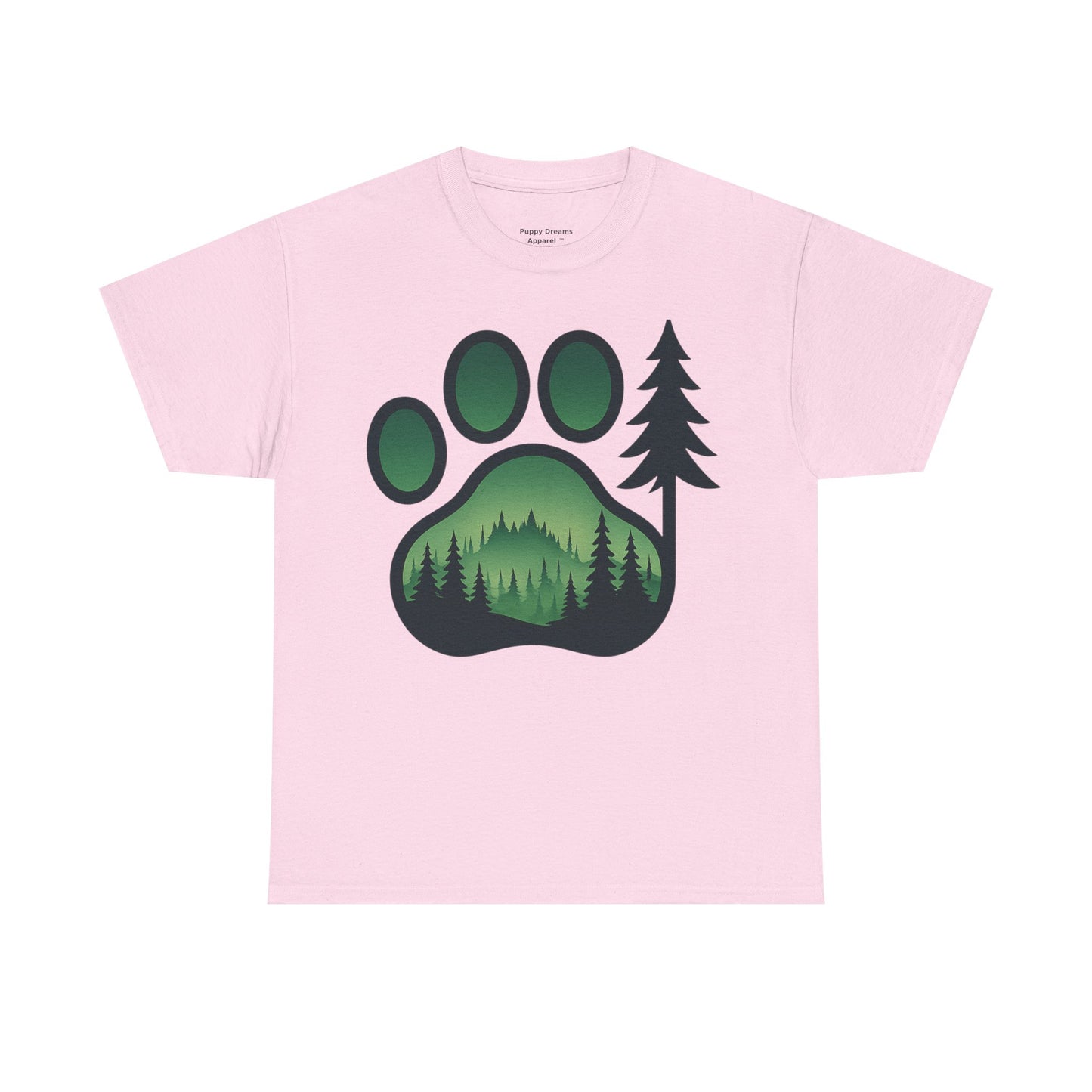 Eco-Friendly Unisex Cotton Tee with Forest and Paw Print Design, Nature Lover Gift, Animal Advocacy T-Shirt, Adventure Wear, Casual Outfit