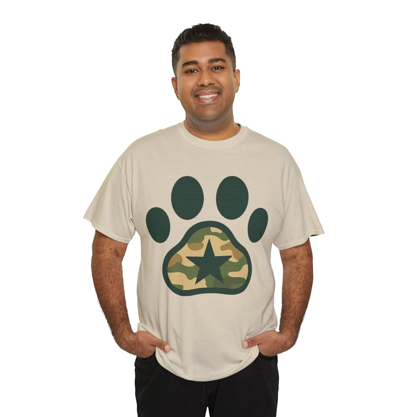 Camo Paw Print Tee, Animal Lover Shirt, Unisex Cotton T-Shirt, Pet Owner Gift, Casual Wear, Nature-Themed Apparel