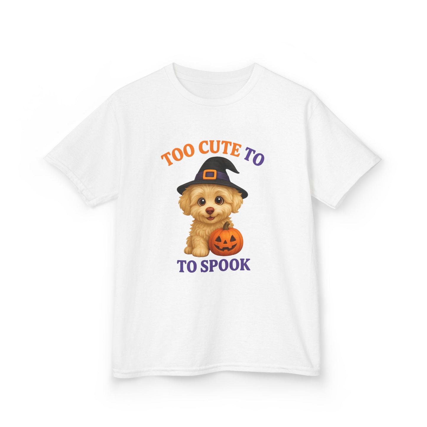 Too Cute to Spook Kids Tee, Halloween Shirt, Funny Kids T-Shirt, Cute Dog Shirt, Kids Halloween Costume Tee, Fall Holiday Apparel