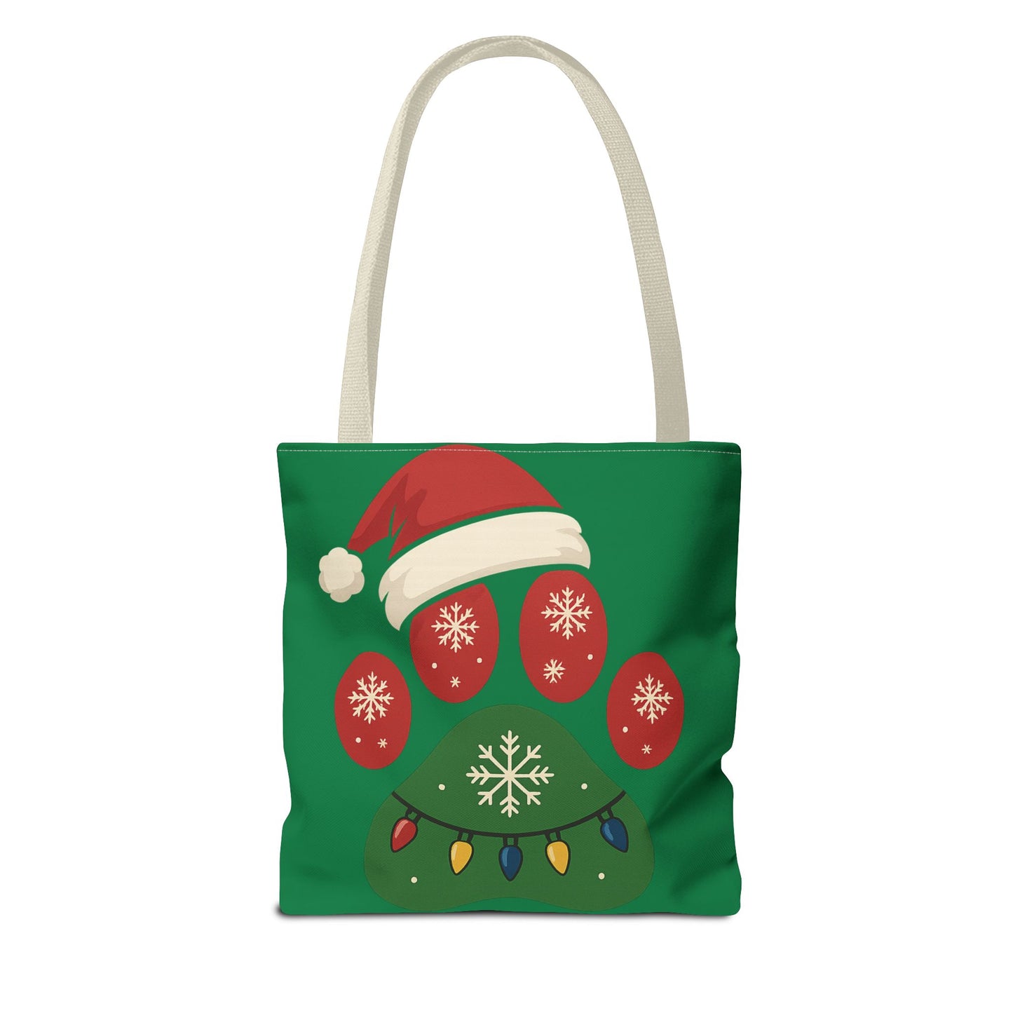 Festive Animal Paw Print Tote Bag, Holiday Shopper Tote, Christmas Gift Bag, Eco-Friendly Holiday Tote, Pet Lover's Tote