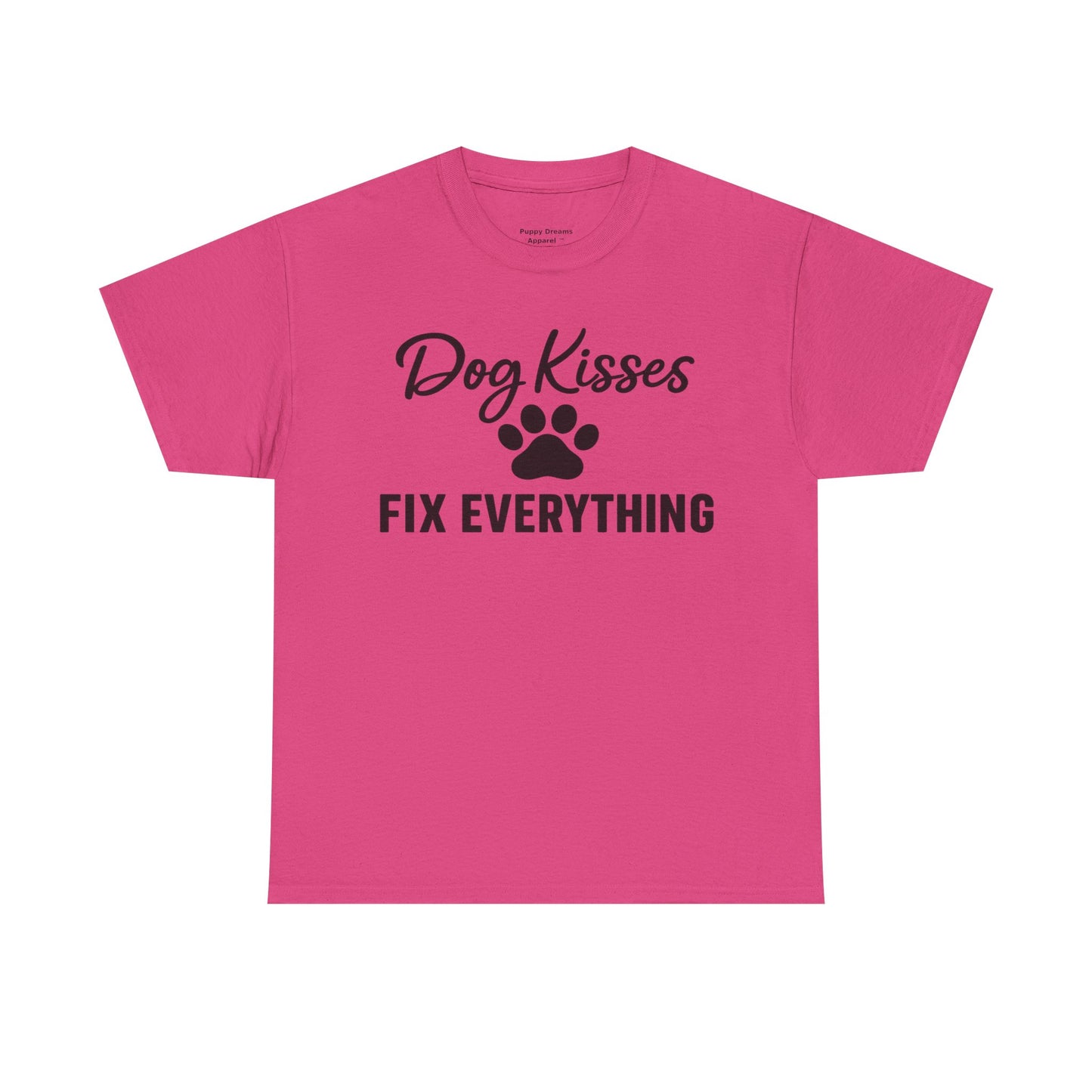 Dog Kisses Fix Everything Unisex Heavy Cotton Tee, Pet Lover Shirt, Gift for Dog Owners, Animal Rescue Supporter Tee, Casual Everyday Wear