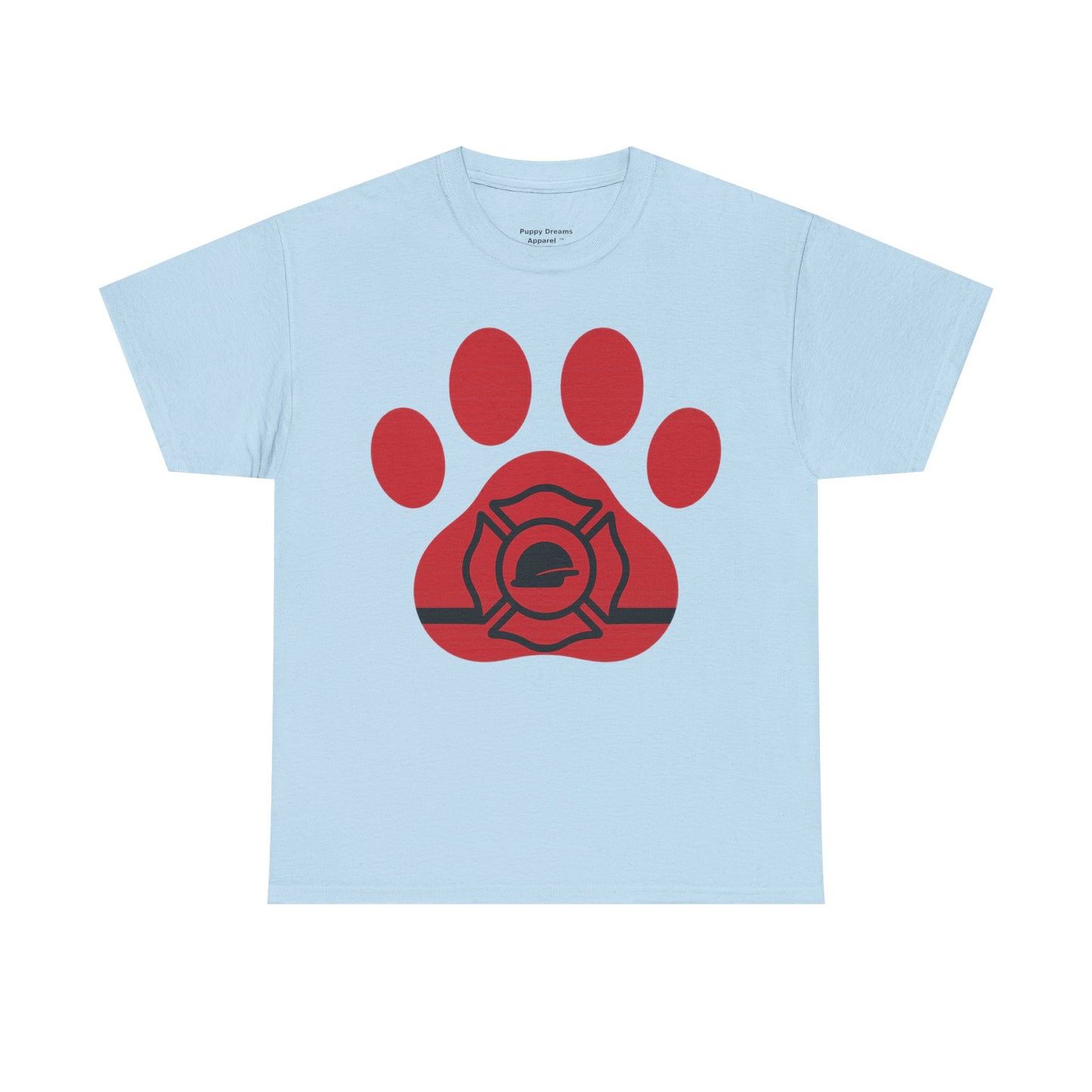 Firefighter Paw Print Tee, Unisex Heavy Cotton T-Shirt, Animal Lover Gift, Firefighter Appreciation, Casual Wear, Pet Lover Apparel