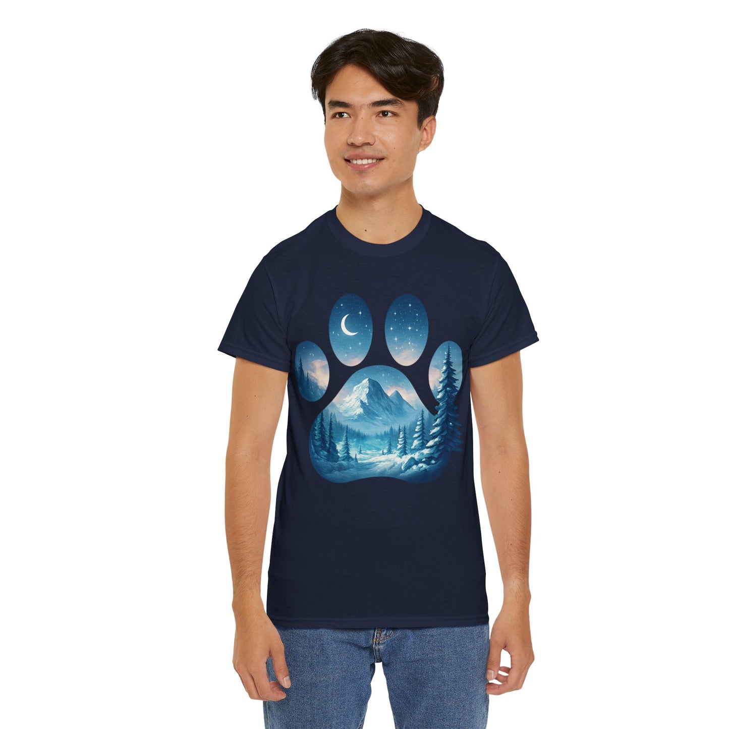 Nature-Inspired Paw Print Tee, Ideal for Pet Lovers, Perfect Gift for Birthdays, Relaxed Fit, Outdoor Adventures, Eco-Friendly
