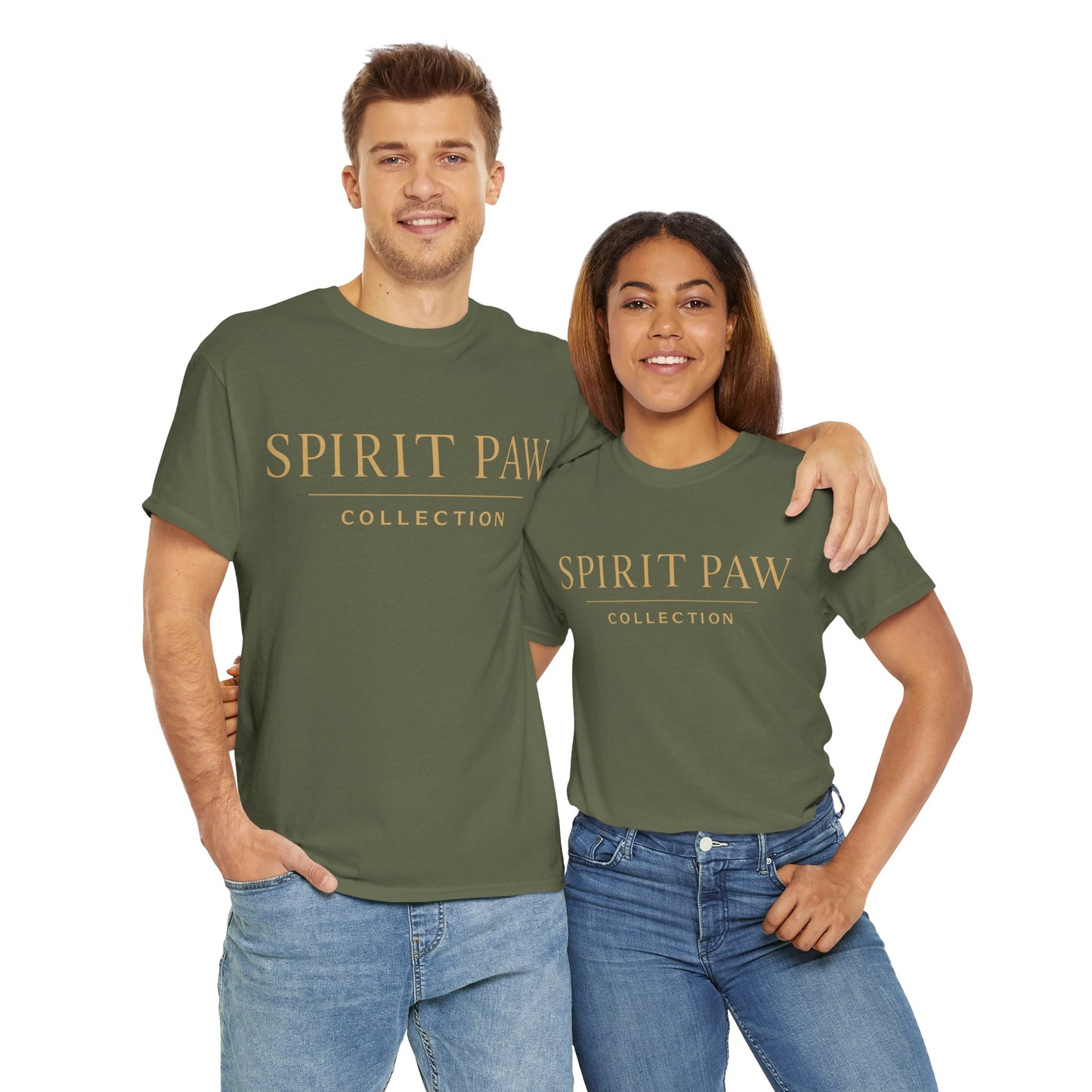 Unisex Spirit Paw Heavy Cotton Tee - Comfortable Tee for Animal Lovers, Casual Wear, Gift for Pet Owners, Everyday Style, Soft Cotton Shirt
