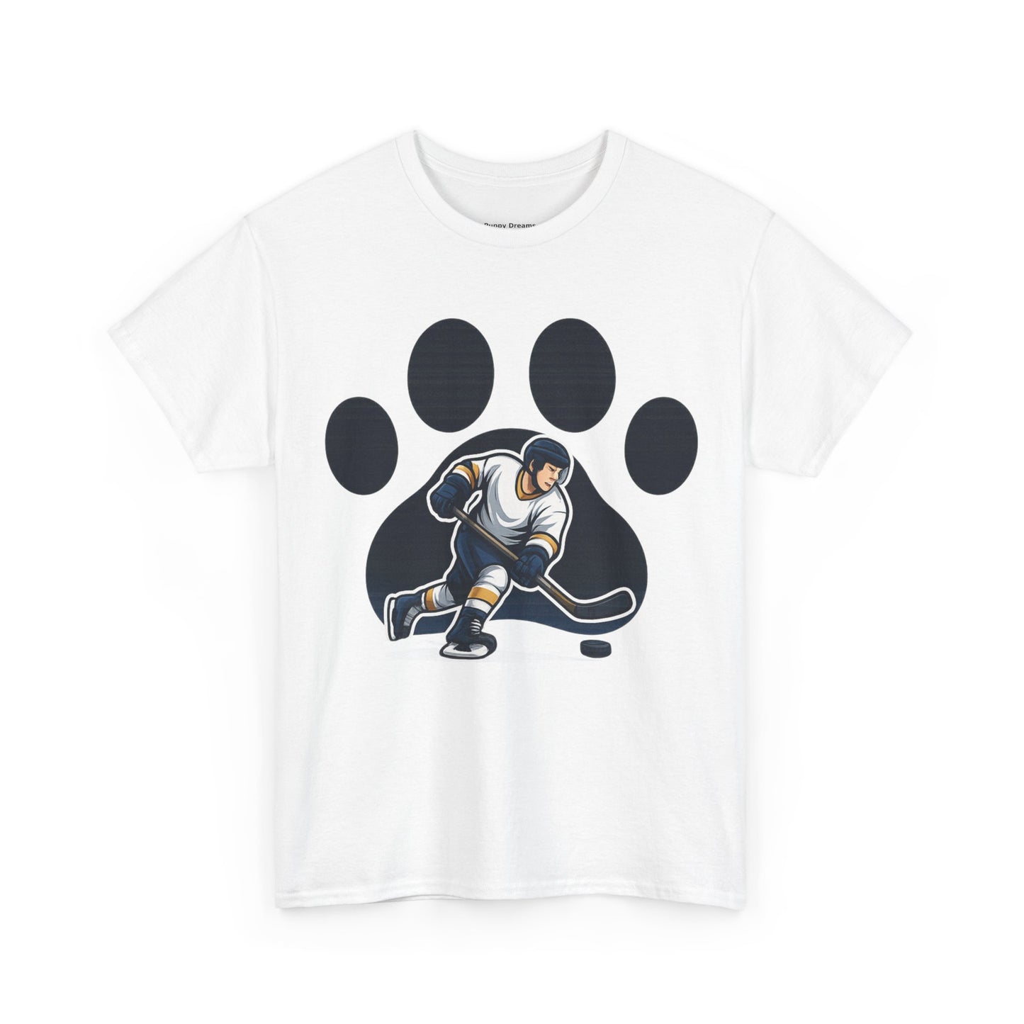 Hockey Paw Print Tee - Perfect for Ice Hockey Fans, Game Day Wear, Sports Events, Gifts for Athletes, Unisex Heavy Cotton T-Shirt