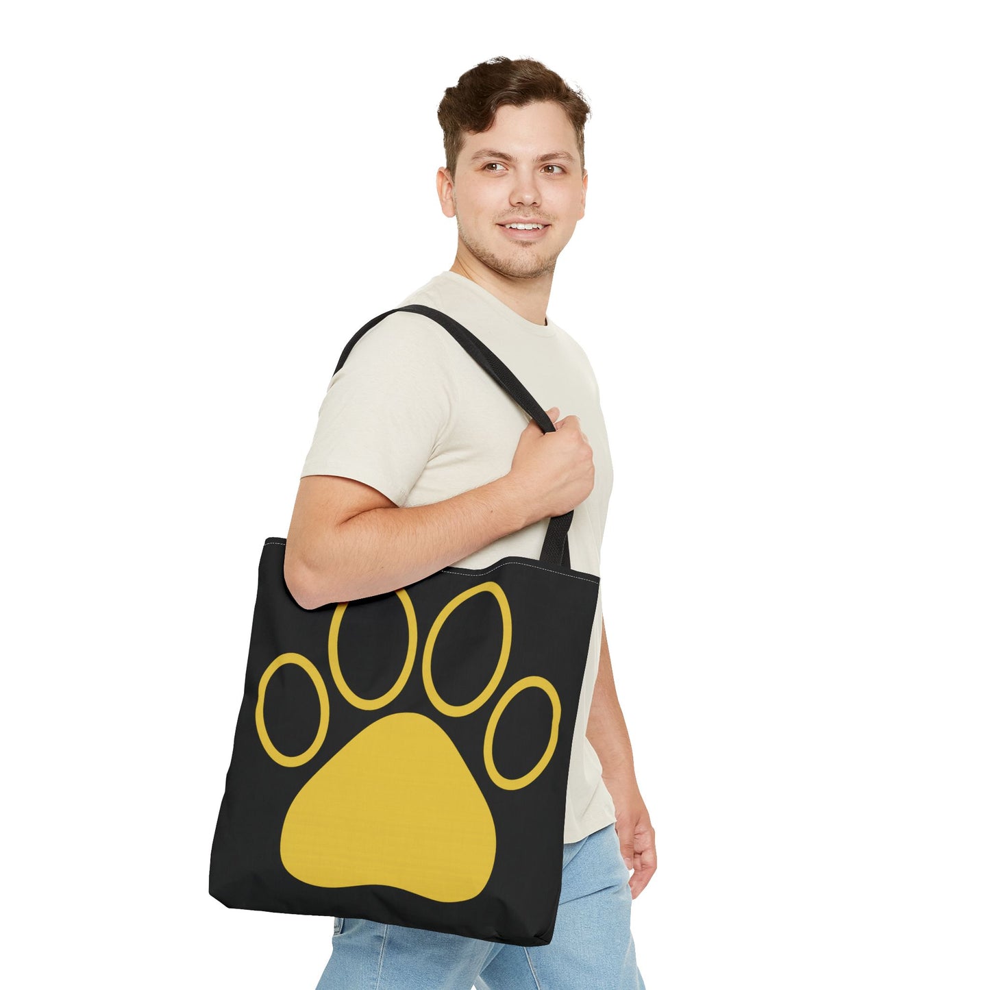 Custom Pet Lover Tote Bag, Yellow Paw Print, Eco-Friendly Bag, Gift for Pet Parents, Dog Mom Bag, Animal Lover Bag