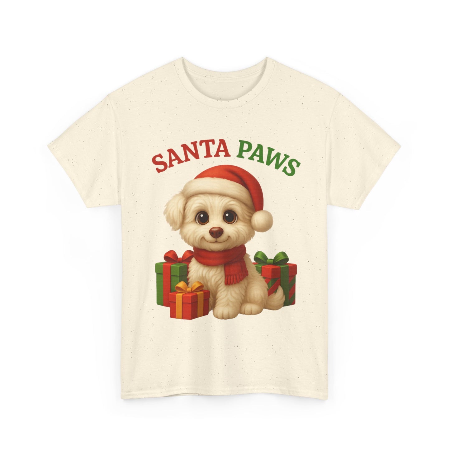 Santa Paws Unisex Heavy Cotton Tee - Festive Holiday Shirt, Christmas Dog Lovers, Pet Gifts, Cute Animal Apparel, Winter Tee