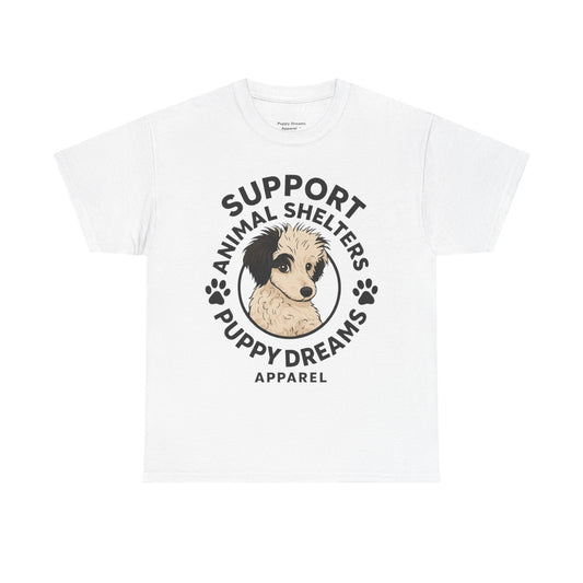 Unisex Cotton Animal Shelter Support Tee, Dog Lover Gift, Pet Adoption Awareness Shirt, Comfy Casual Wear, Puppy Dreams Apparel