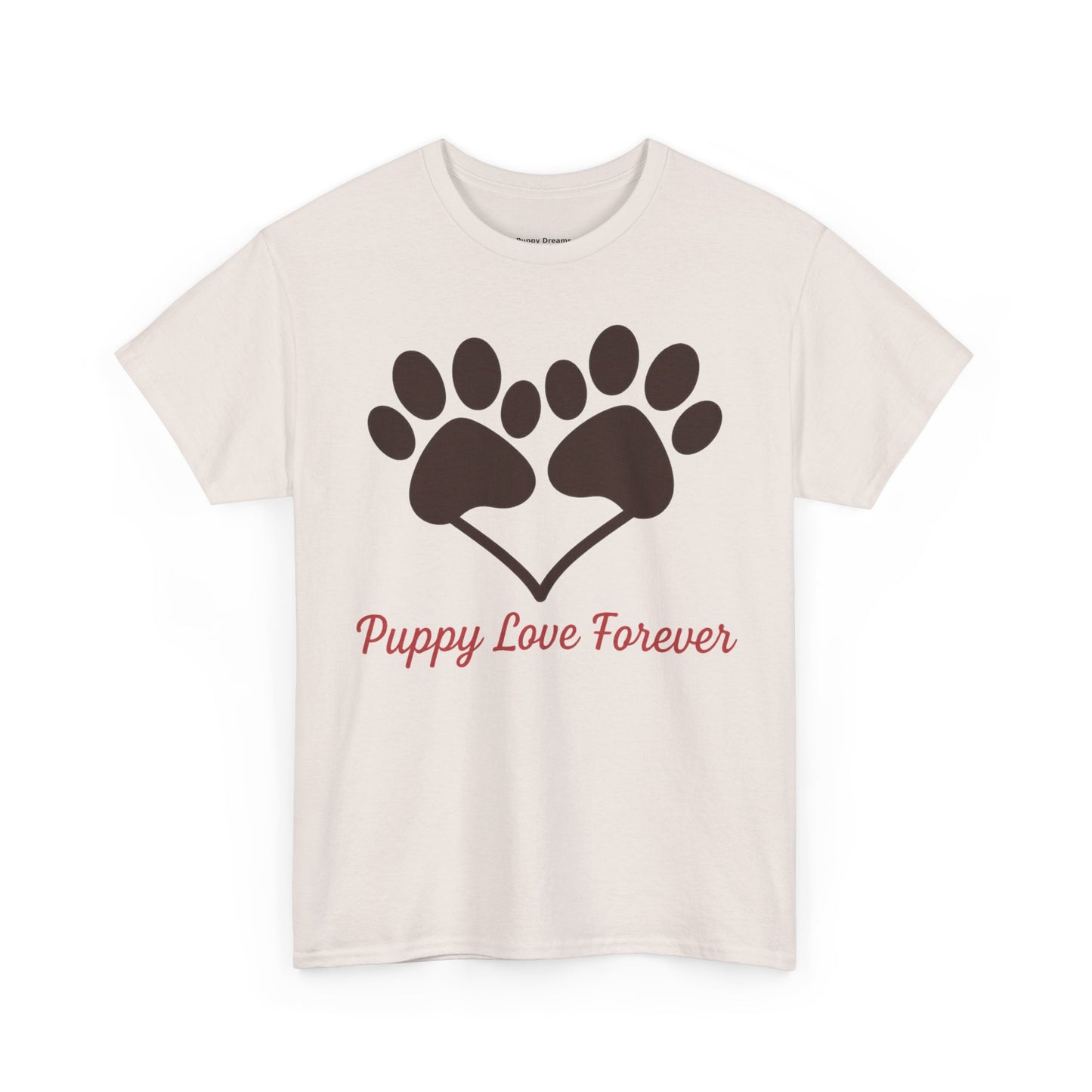Puppy Love Forever Unisex Heavy Cotton Tee, Dog Lover Gift, Heart Paw Print Shirt, Pet Adoption Awareness, Animal Rescue T-Shirt