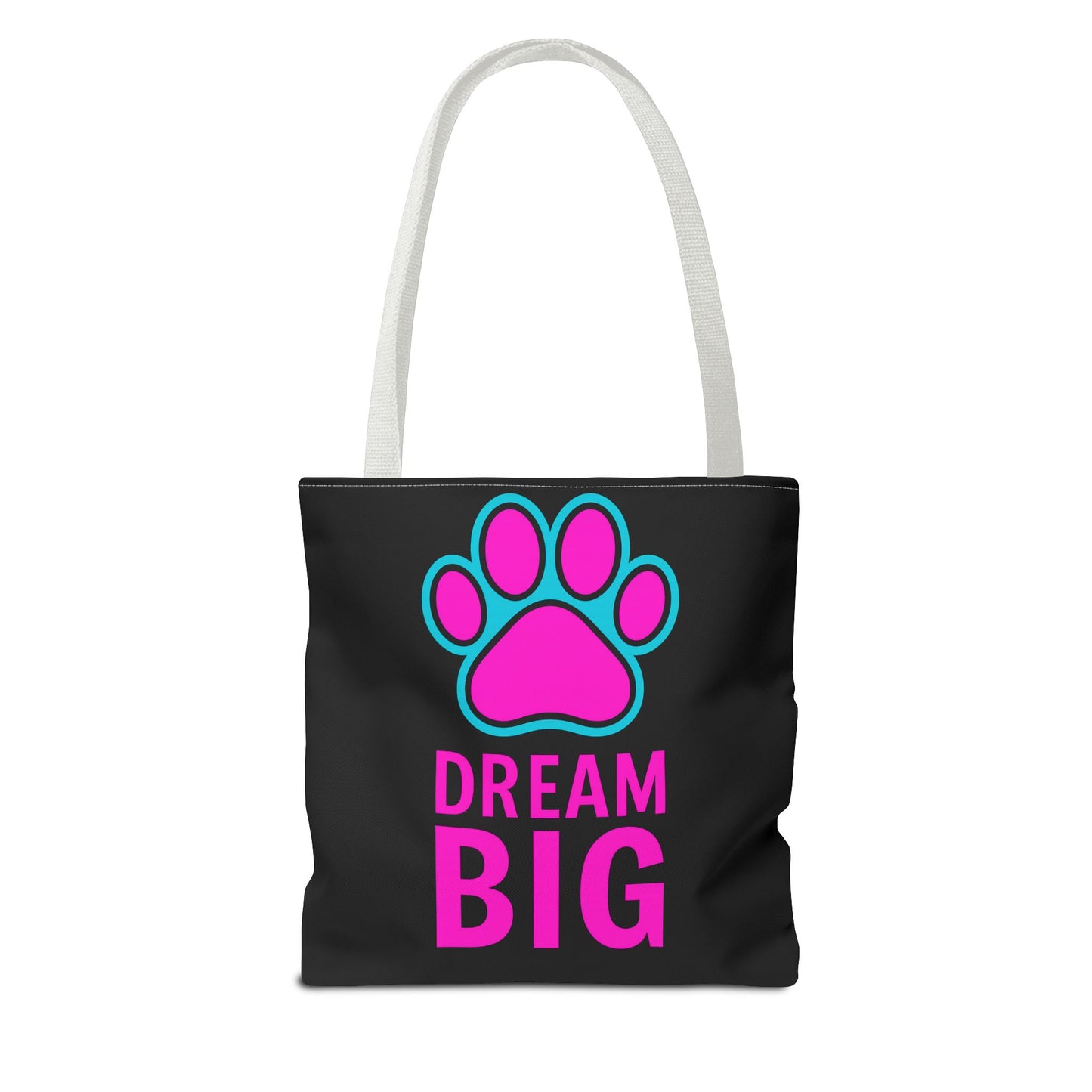 Dream Big Paw Print Tote Bag, Cute Dog Lover Gift, Pet Mom Accessory, Reusable Shopping Bag, Inspirational Dog Tote