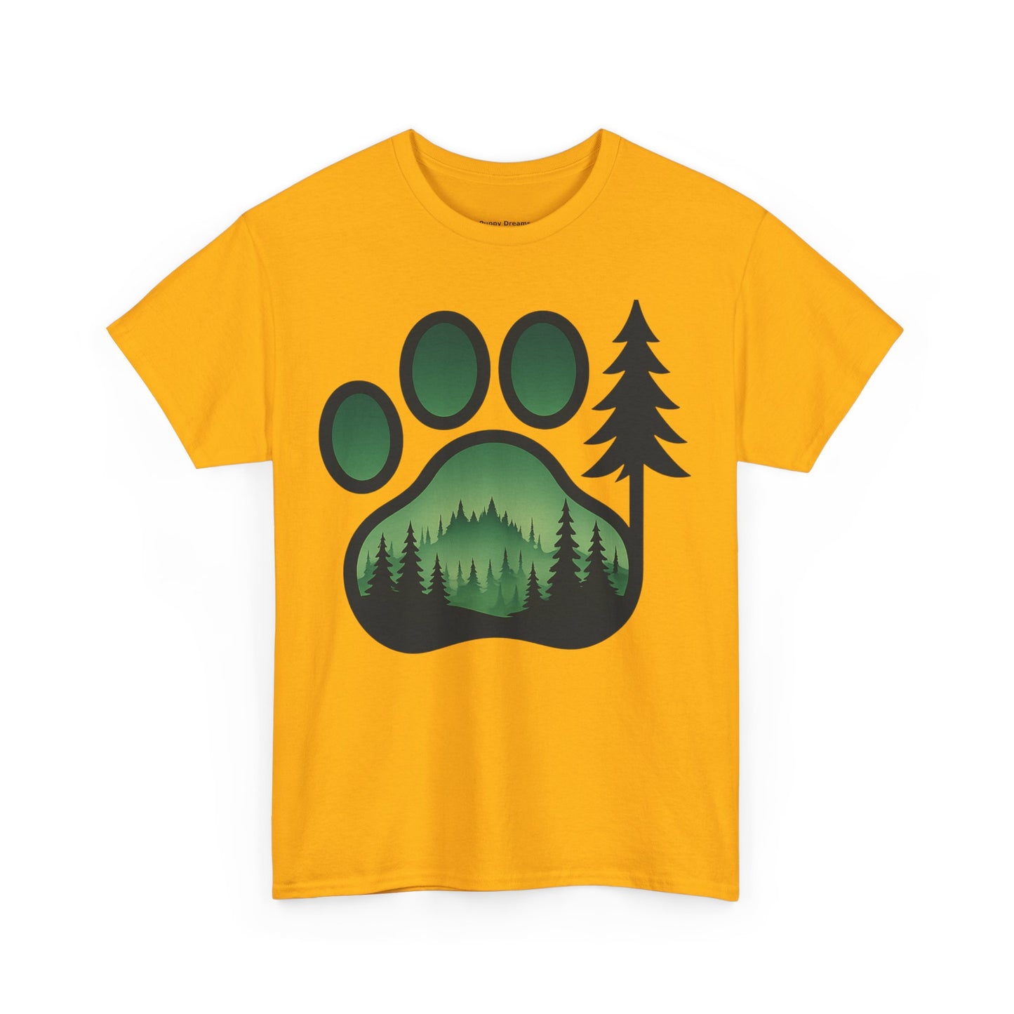 Eco-Friendly Unisex Cotton Tee with Forest and Paw Print Design, Nature Lover Gift, Animal Advocacy T-Shirt, Adventure Wear, Casual Outfit