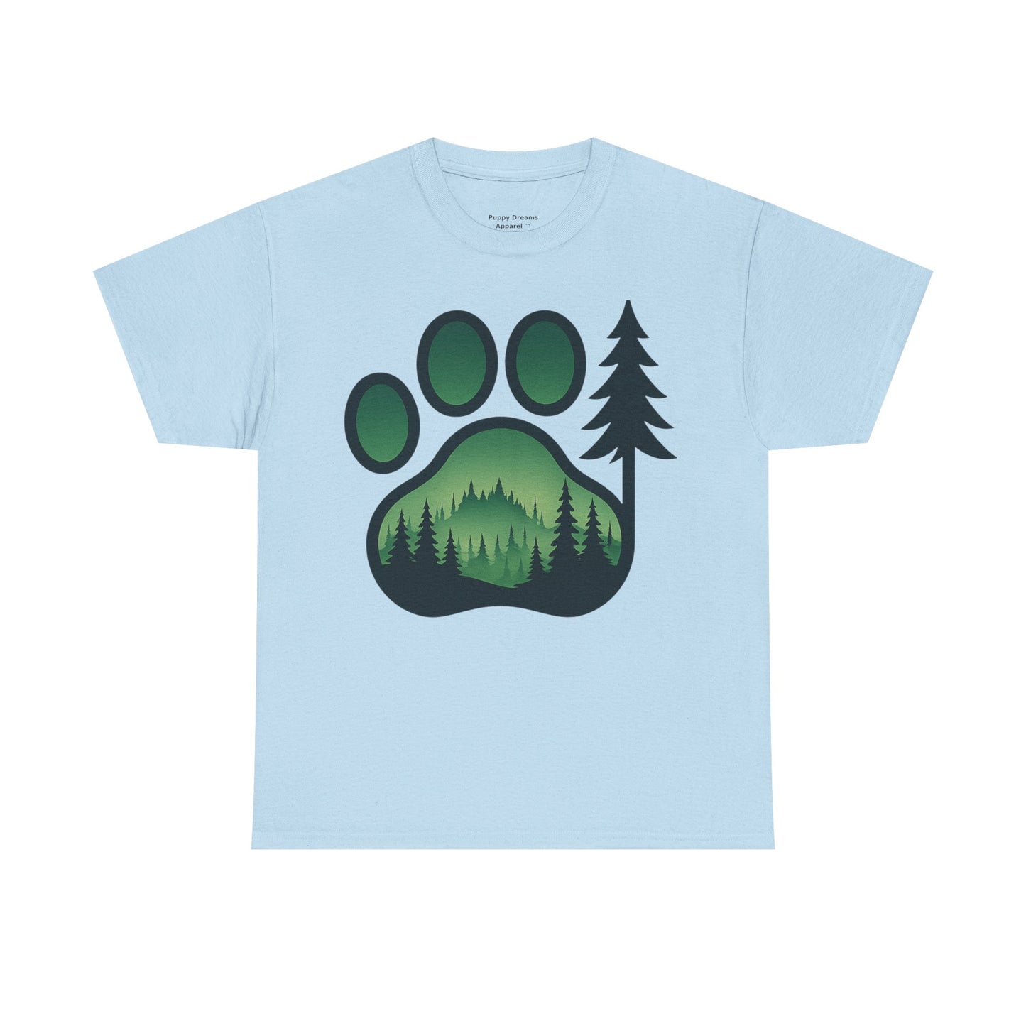 Eco-Friendly Unisex Cotton Tee with Forest and Paw Print Design, Nature Lover Gift, Animal Advocacy T-Shirt, Adventure Wear, Casual Outfit