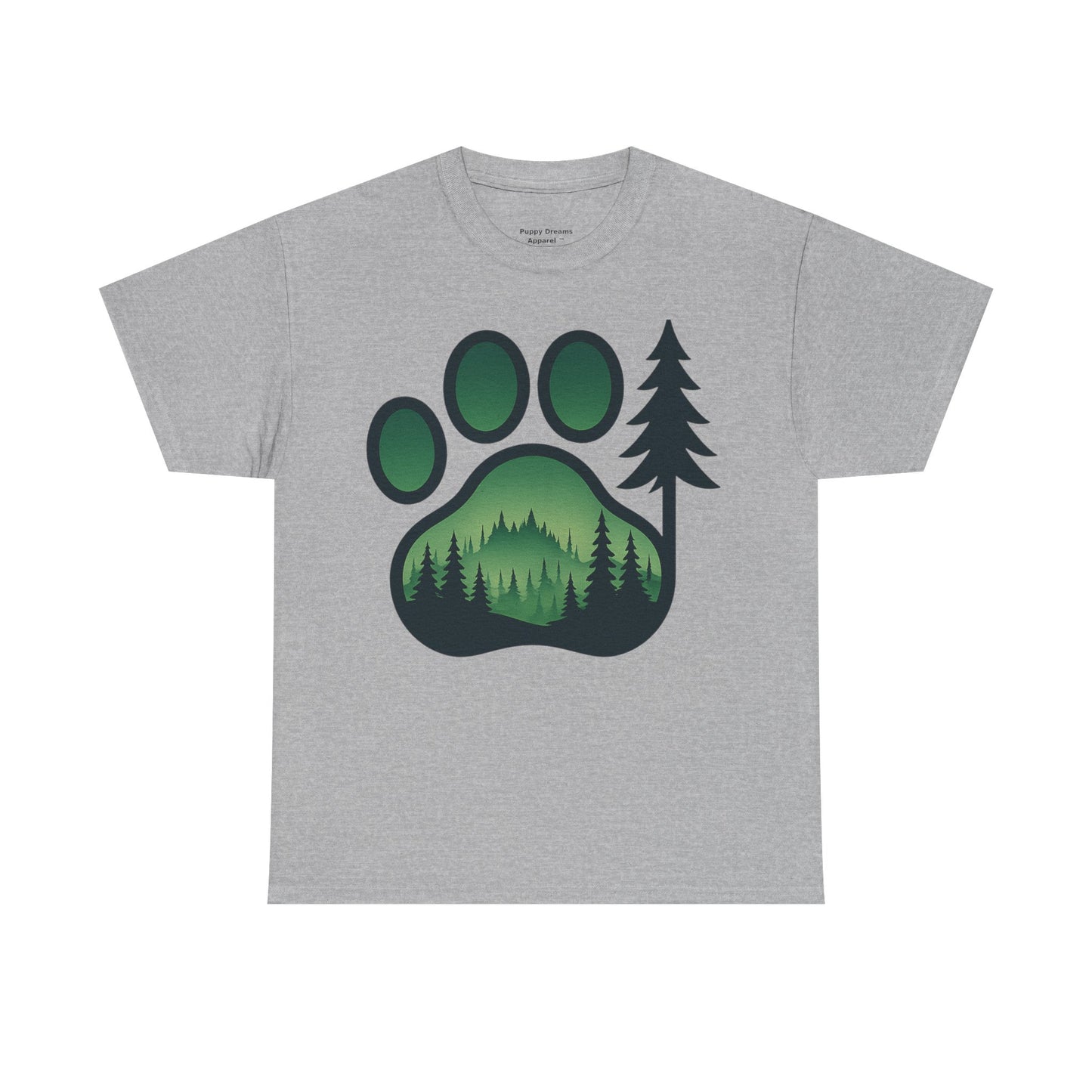 Eco-Friendly Unisex Cotton Tee with Forest and Paw Print Design, Nature Lover Gift, Animal Advocacy T-Shirt, Adventure Wear, Casual Outfit