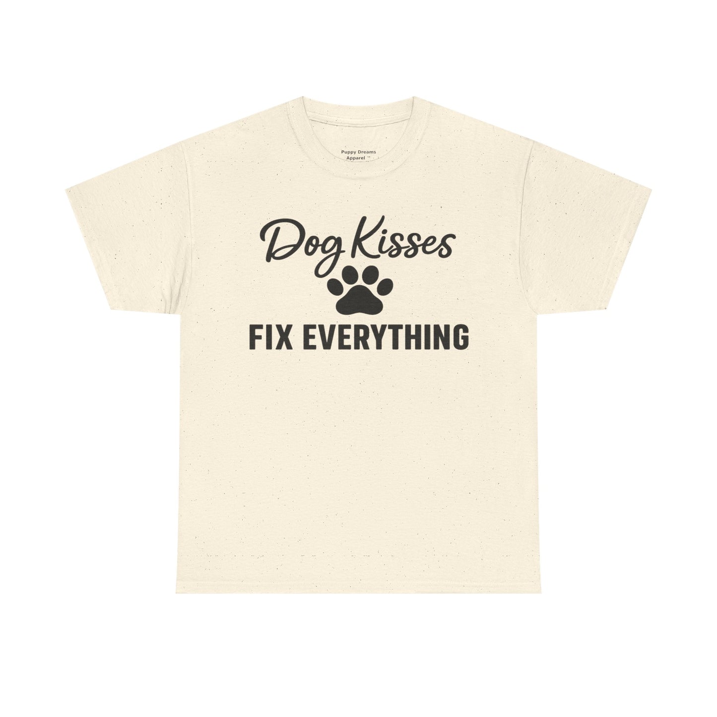 Dog Kisses Fix Everything Unisex Heavy Cotton Tee, Pet Lover Shirt, Gift for Dog Owners, Animal Rescue Supporter Tee, Casual Everyday Wear