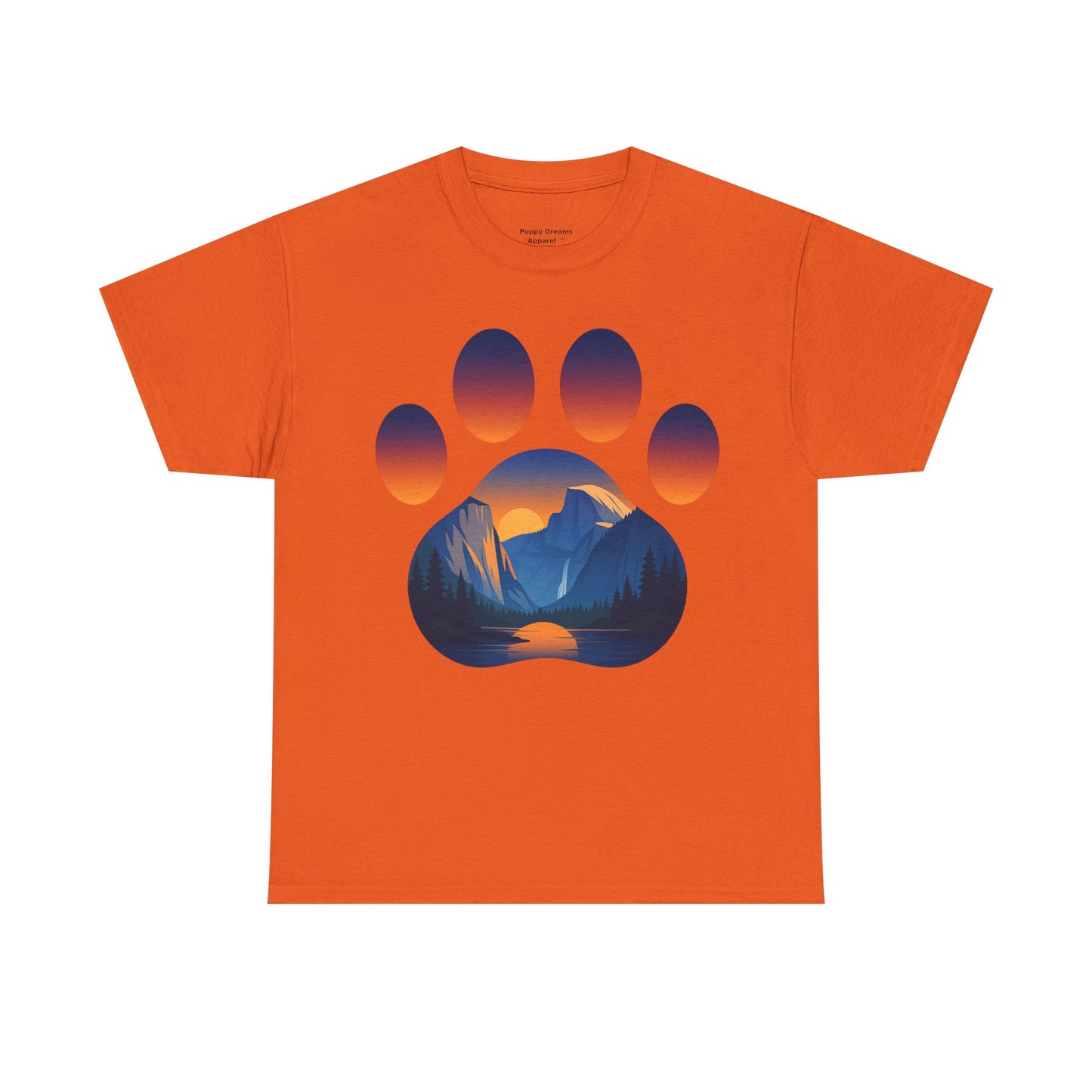 Mountain Sunset Paw Print Tee for Animal Lovers, Unisex Cotton Shirt, Gift for Pet Owners, Nature-Themed T-Shirt, Casual Wear