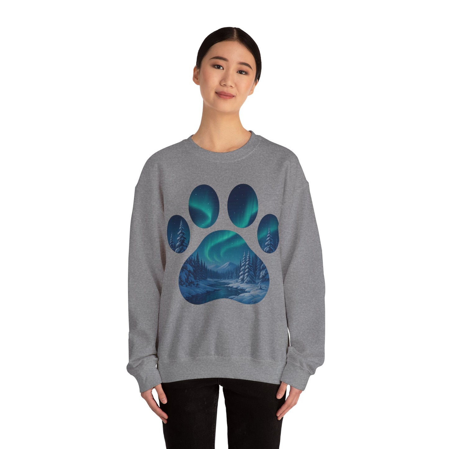 Cozy Wilderness Paw Print Sweatshirt | Unisex Crewneck, Nature Lover Gift, Eco-Friendly Apparel, Perfect for Campers, Animal Lovers