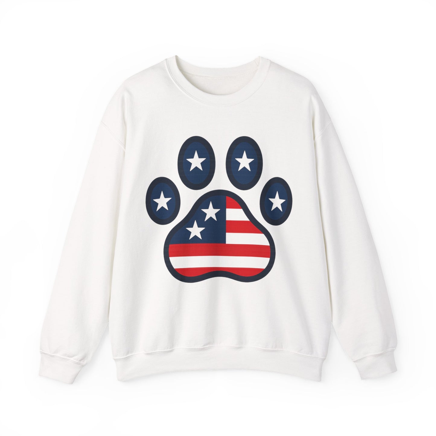 Patriotic Paw Print Crewneck Sweatshirt, Dog Lover Gift, USA Sweatshirt, Fourth of July Apparel, Animal Print Sweatshirt