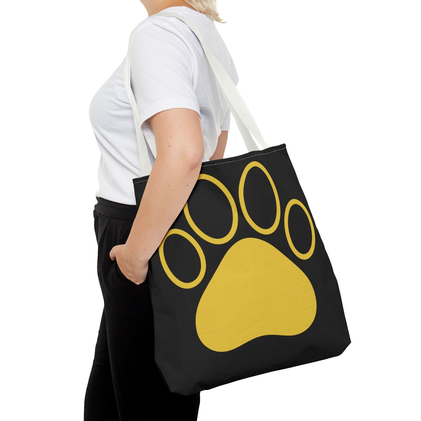 Custom Pet Lover Tote Bag, Yellow Paw Print, Eco-Friendly Bag, Gift for Pet Parents, Dog Mom Bag, Animal Lover Bag